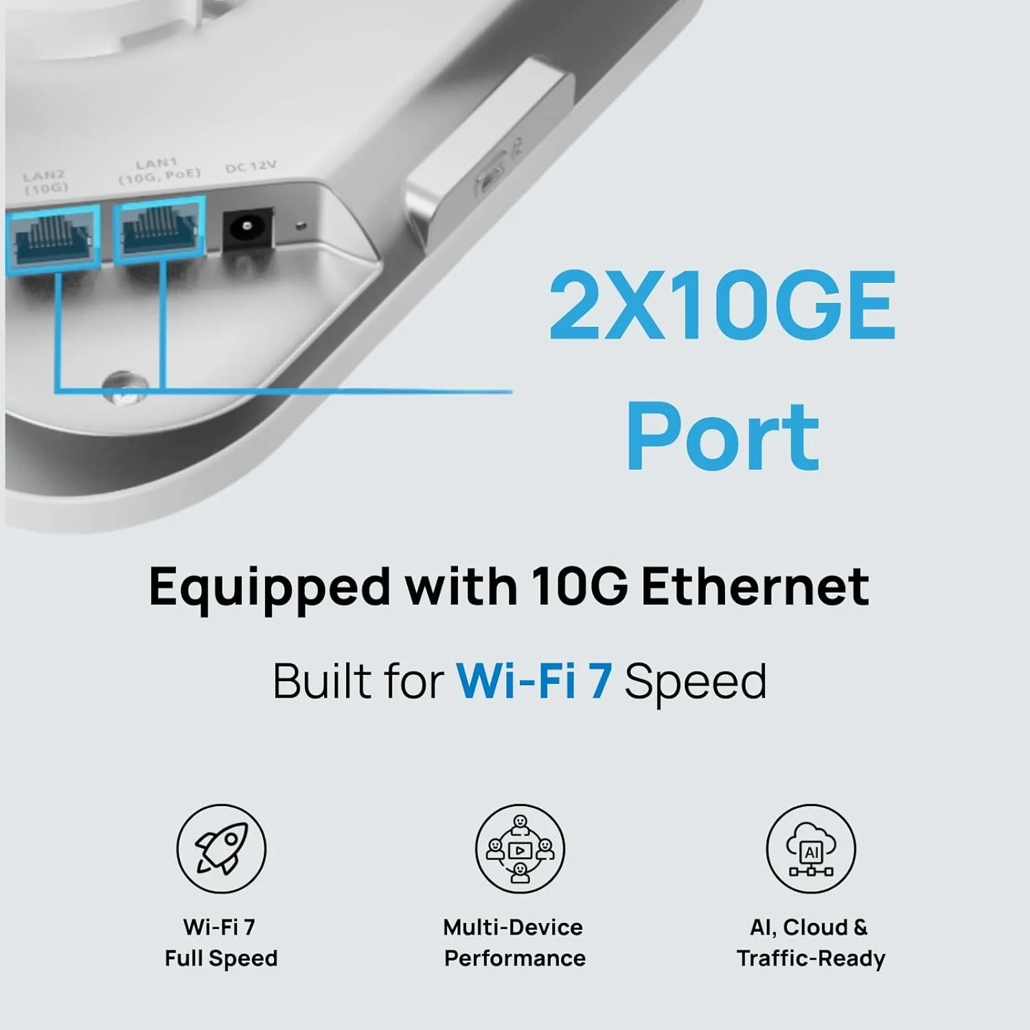 تکنولوژی ECW536 انجینوس Ecw536 نقطه دسترسی بی‌سیم Wi-Fi 7 سه باندی 4x4x4 با قابلیت مدیریت ابری / 10GbE PoE++