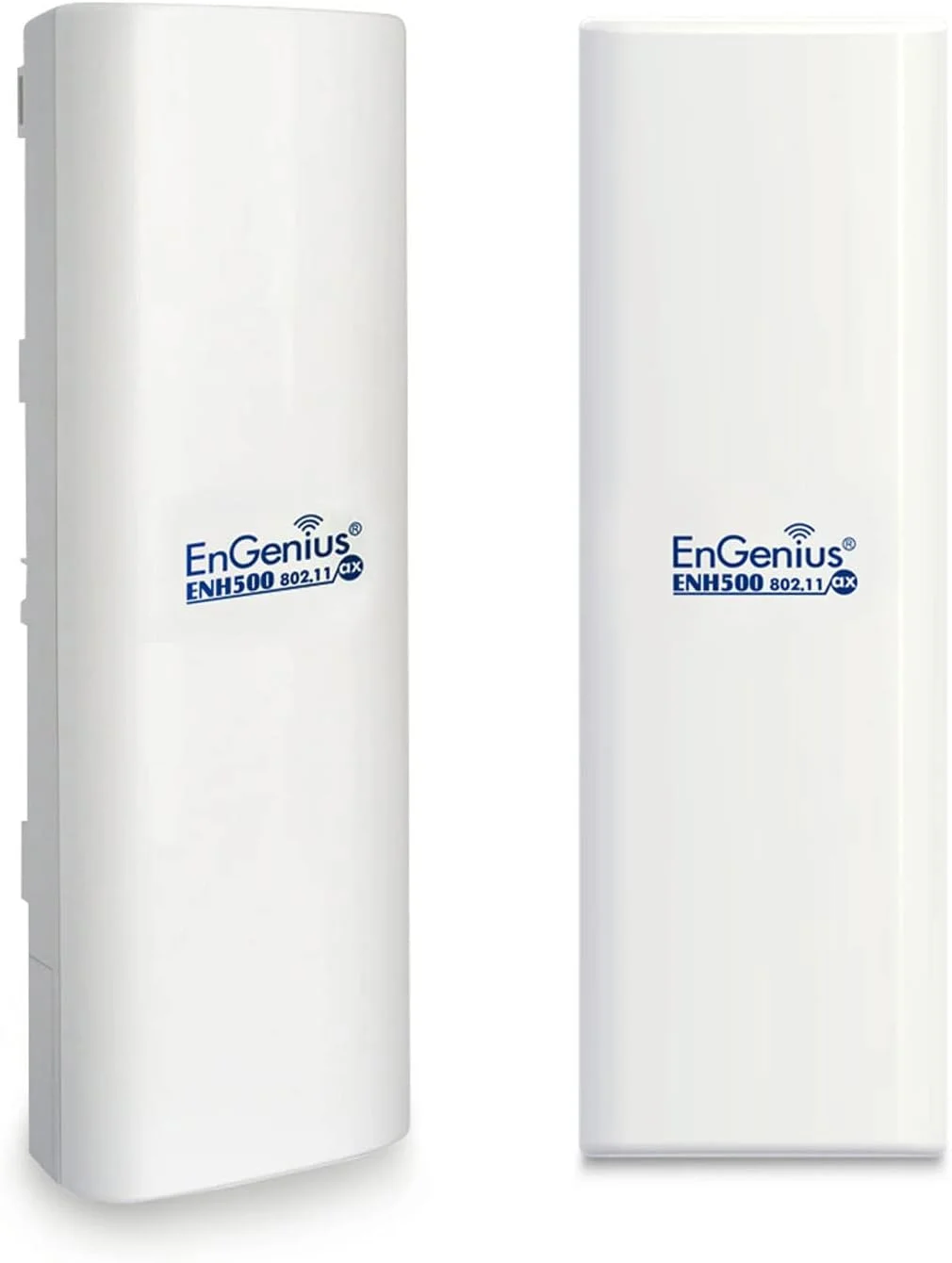 کیت پل بی‌سیم بیرونی EnGenius ENH500-AX 5GHz Wi-Fi 6 (802.11ax) 2x2، تا 1200 مگابیت در ثانیه، توان انتقال بالا 26 dBm، آنتن جهت‌دار یکپارچه با بهره بالا 16 dBi، دارای استاندارد IP55 (بسته 2 عددی)