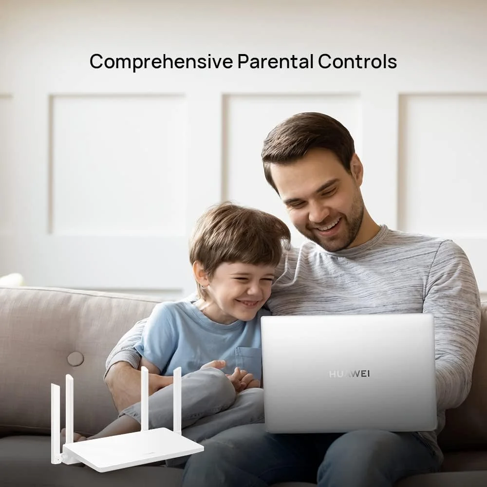 روتر هوآوی WiFi AX2، پشتیبانی از Wi-Fi 6 با فرکانس 5 گیگاهرتز تا 1500 مگابیت بر ثانیه، HarmonyOS Mesh+، کنترل والدین، 3 پورت WAN/LAN روتر هوآوی WiFi AX2، پشتیبانی از Wi-Fi 6 با فرکانس 5 گیگاهرتز تا 1500 مگابیت بر ثانیه، HarmonyOS Mesh+، کنترل والدین، 3 پورت WAN/LAN