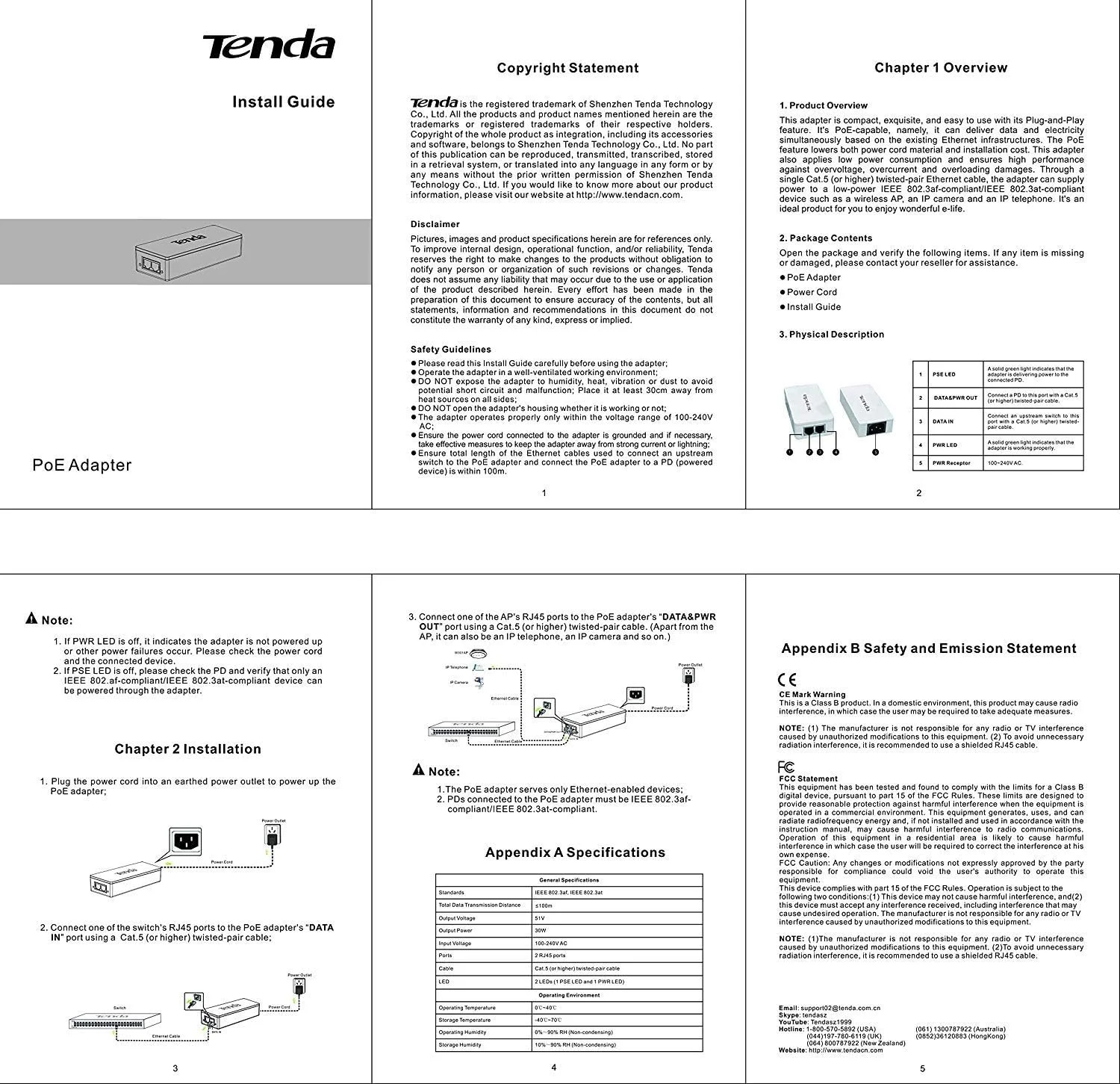 آداپتور تزریق کننده PoE+ گیگابیتی 30 واتی Tenda، سازگار با 802.3at و 802.3af (POE30G-AT)، سفید آداپتور تزریق کننده PoE+ گیگابیتی 30 واتی Tenda، سازگار با 802.3at و 802.3af (POE30G-AT)، سفید