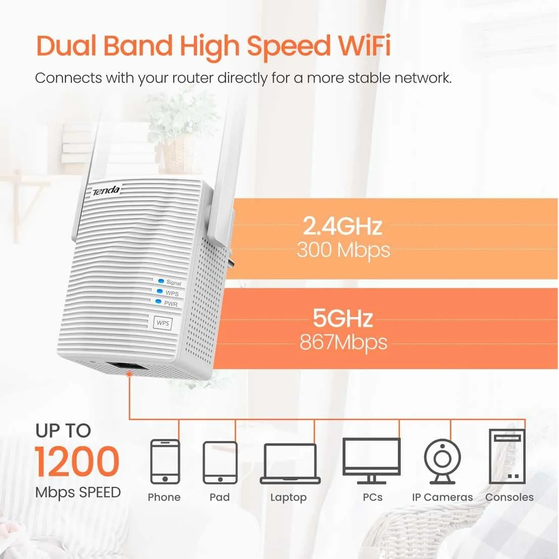 تقویت کننده وای فای تندا (AC1200) - تقویت کننده اینترنت 5G با سرعت 1200 مگابیت در ثانیه، تکرار کننده وای فای 2.4 و 5 گیگاهرتز، تقویت کننده سیگنال بی سیم دو بانده با پورت اترنت، نصب آسان، سازگار با هر روتر وای فای (A18) تقویت کننده وای فای تندا (AC1200) - تقویت کننده اینترنت 5G با سرعت 1200 مگابیت در ثانیه، تکرار کننده وای فای 2.4 و 5 گیگاهرتز، تقویت کننده سیگنال بی سیم دو بانده با پورت اترنت، نصب آسان، سازگار با هر روتر وای فای (A18)