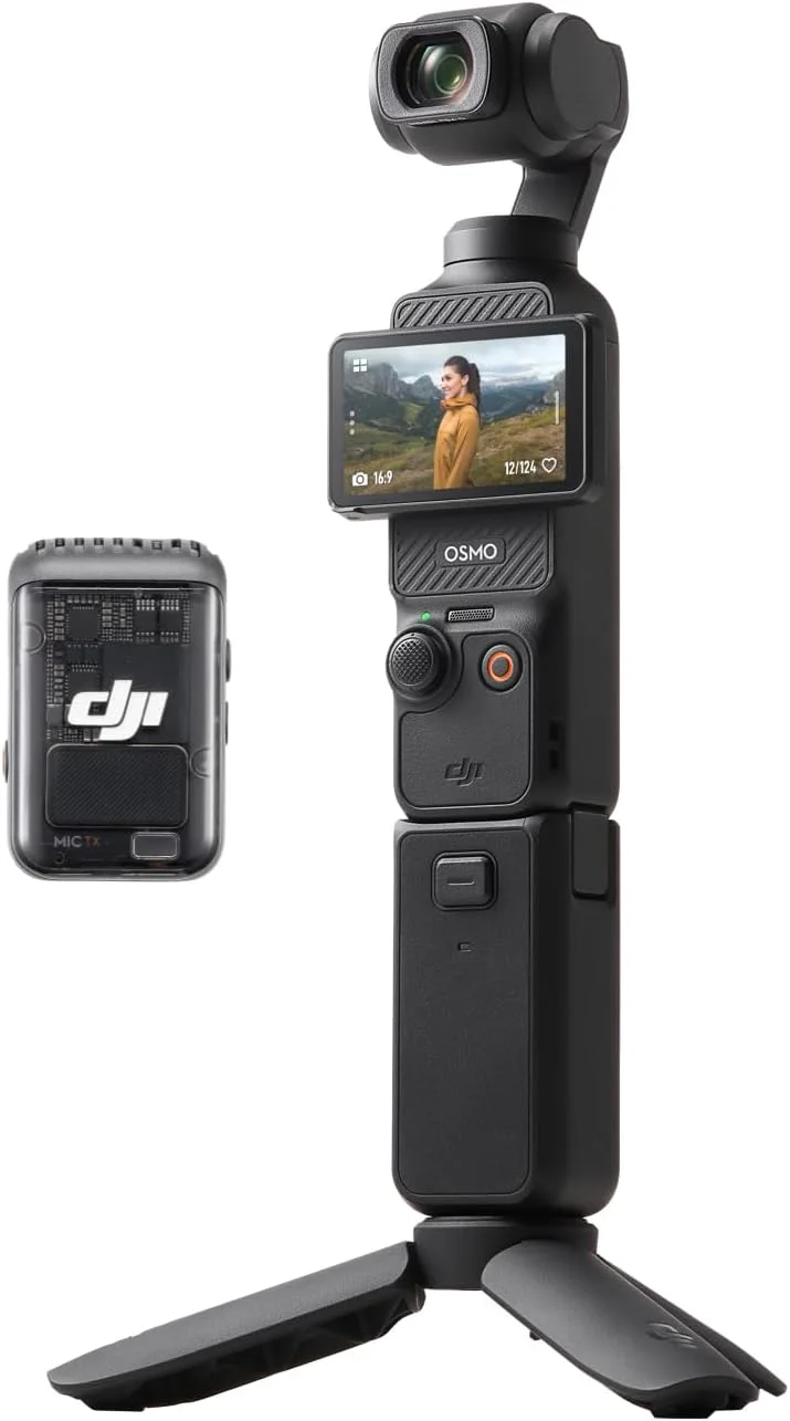 DJI Osmo Pocket 3 Creator Combo، دوربین ولاگینگ با سنسور 1 اینچی CMOS و ویدیو 4K/120fps، تثبیت کننده 3 محوره، ردیابی چهره/شی، شامل میکروفون برای صدای واضح، نسخه امارات با پشتیبانی گارانتی رسمی