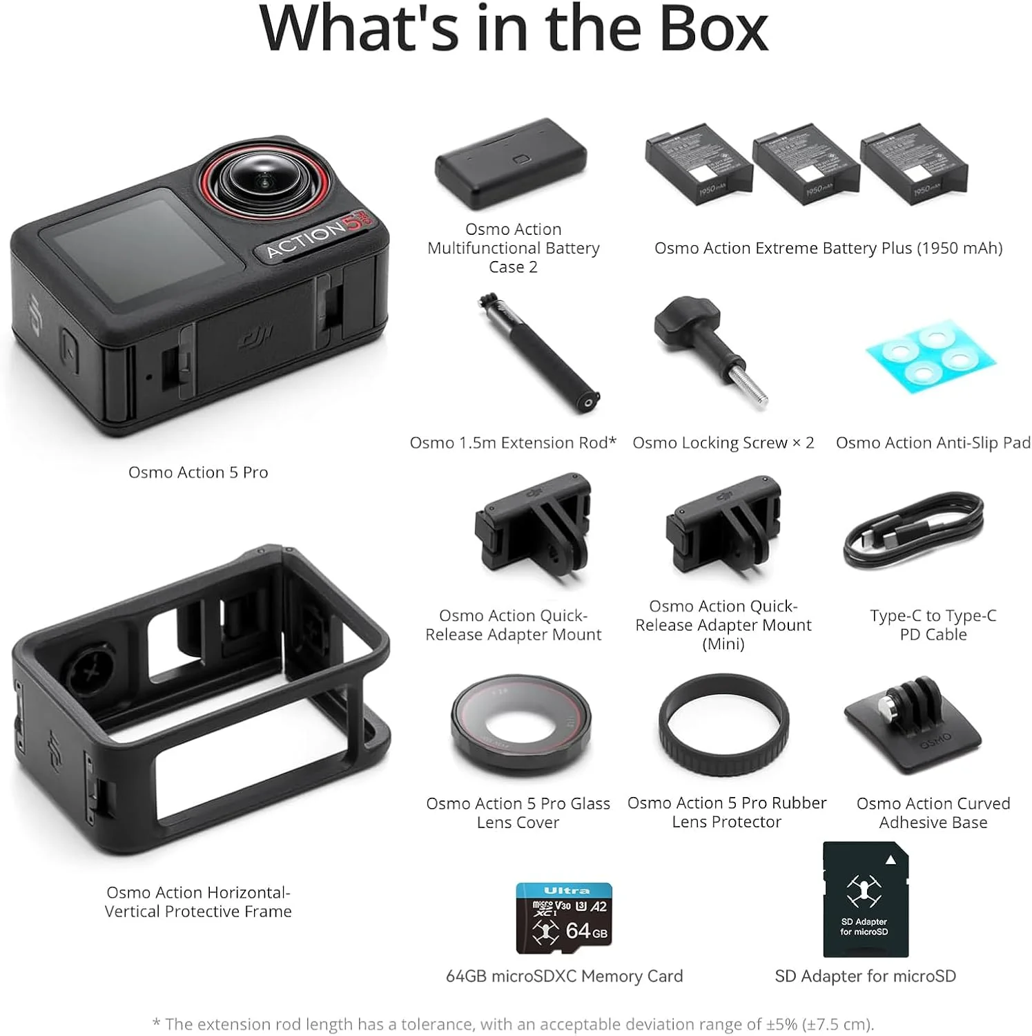 DJI Osmo Action 5 Pro Adventure Combo به همراه کارت microSDXC 64 گیگابایتی - دوربین اکشن ضد آب با سنسور 1/1.3 اینچی، فیلمبرداری 4K/120fps، دوربین اکشن 4K ایده آل برای ورزش و ولاگ DJI Osmo Action 5 Pro Adventure Combo به همراه کارت microSDXC 64 گیگابایتی - دوربین اکشن ضد آب با سنسور 1/1.3 اینچی، فیلمبرداری 4K/120fps، دوربین اکشن 4K ایده آل برای ورزش و ولاگ