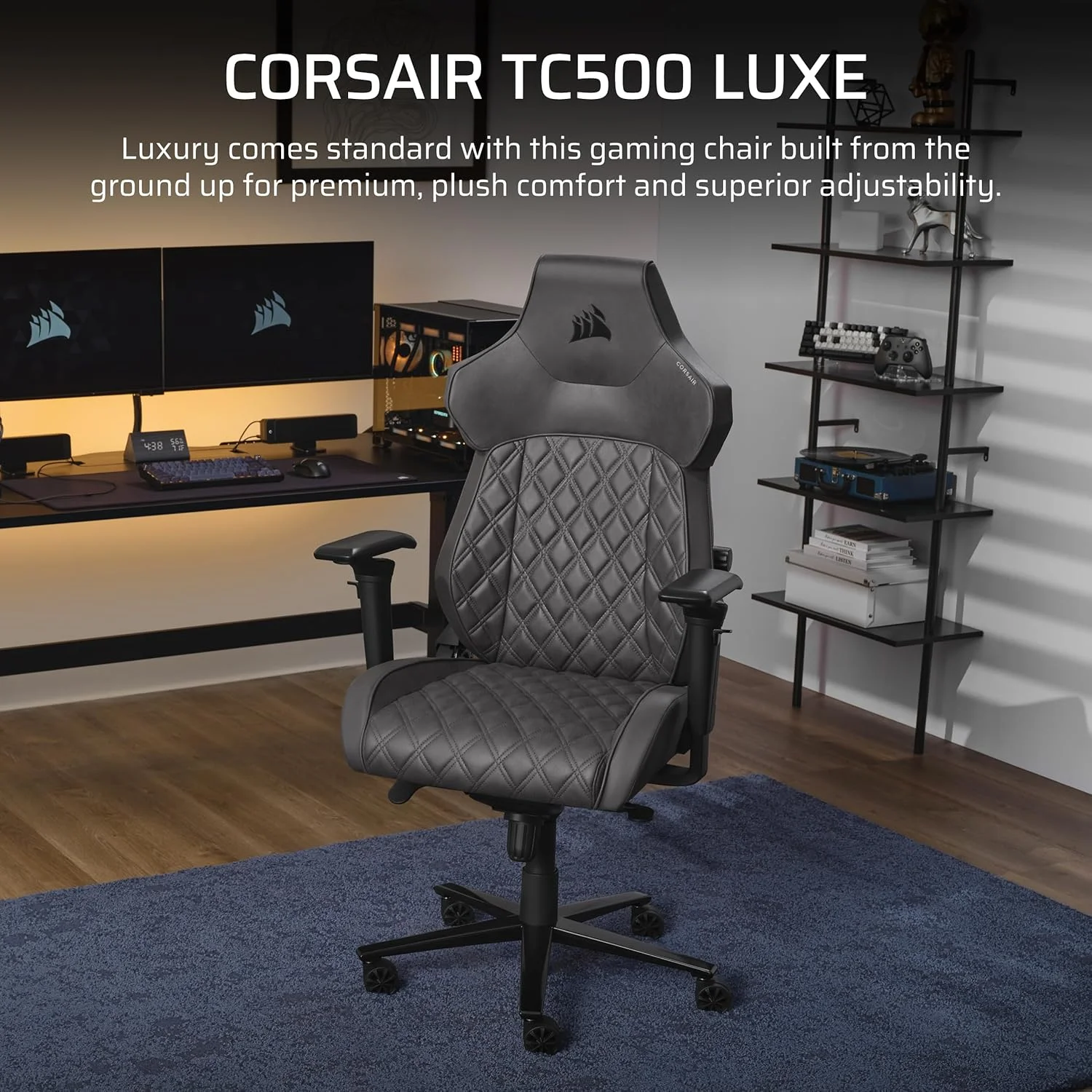 صندلی گیمینگ Corsair TC500 Luxe - پارچه تنفسی ممتاز - نشیمنگاه پهن - دسته های قابل تنظیم پنج جهته - پشتیبانی کمری داخلی قابل تنظیم - تکیه گاه 90-160 درجه - سایه
