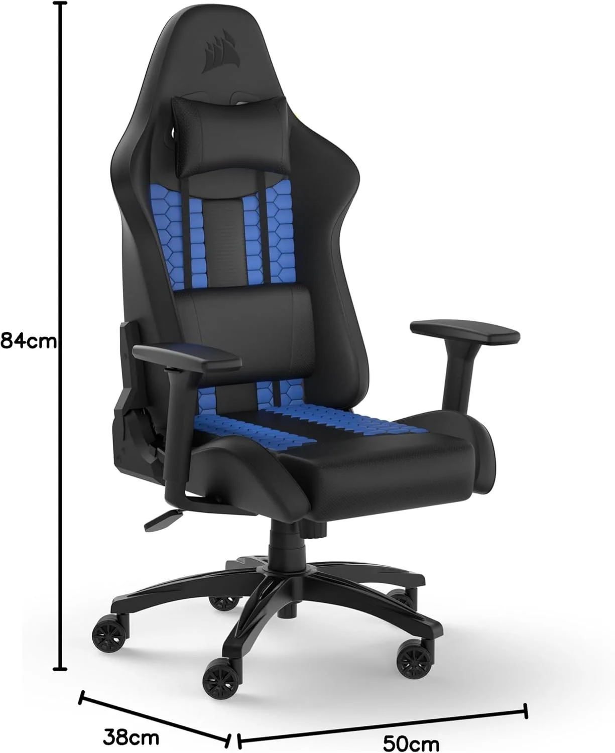 صندلی گیمینگ Corsair TC100، مشکی و آبی، سایز واحد