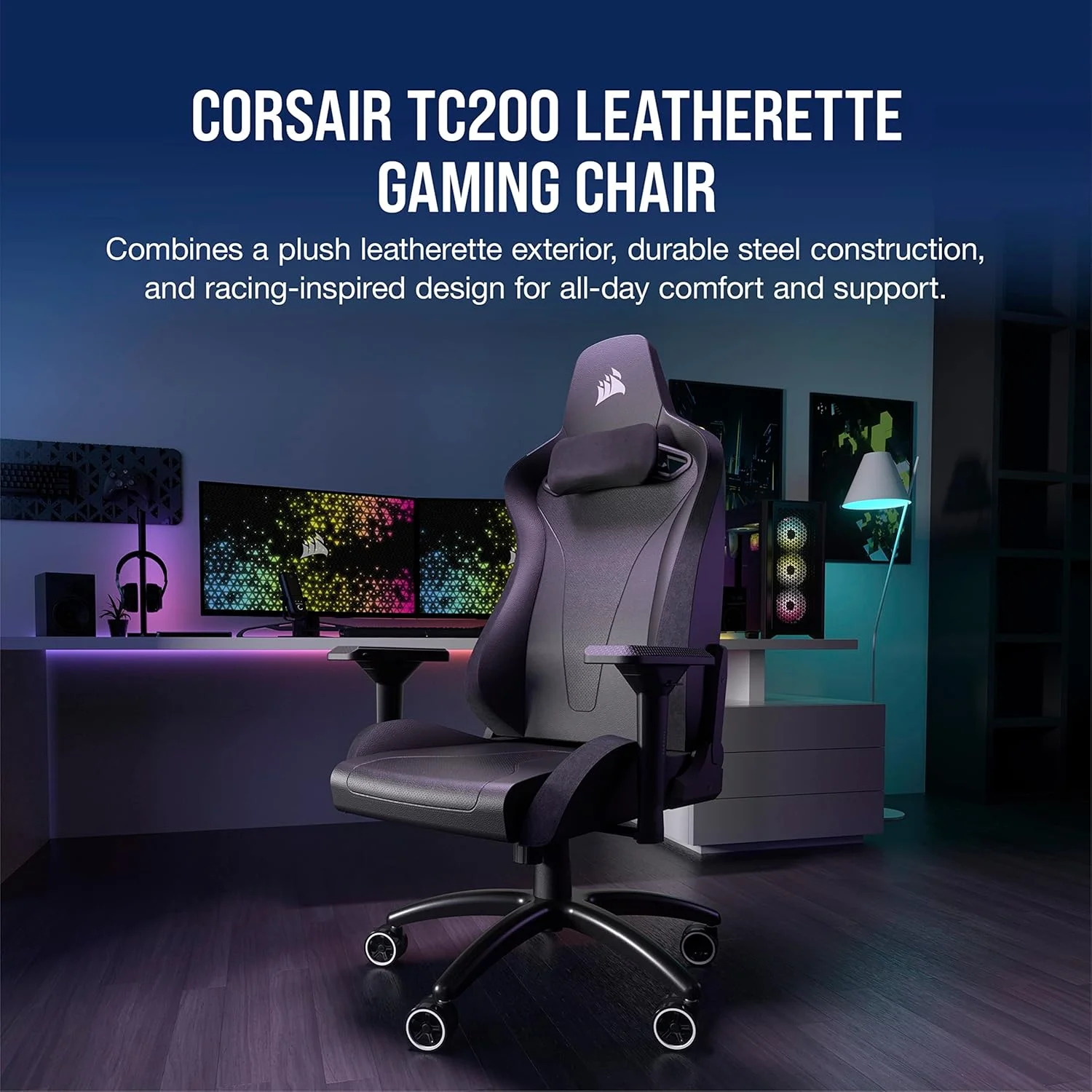 صندلی گیمینگ چرمی کورسیر TC200 LEATHERETTE FIT مشکی