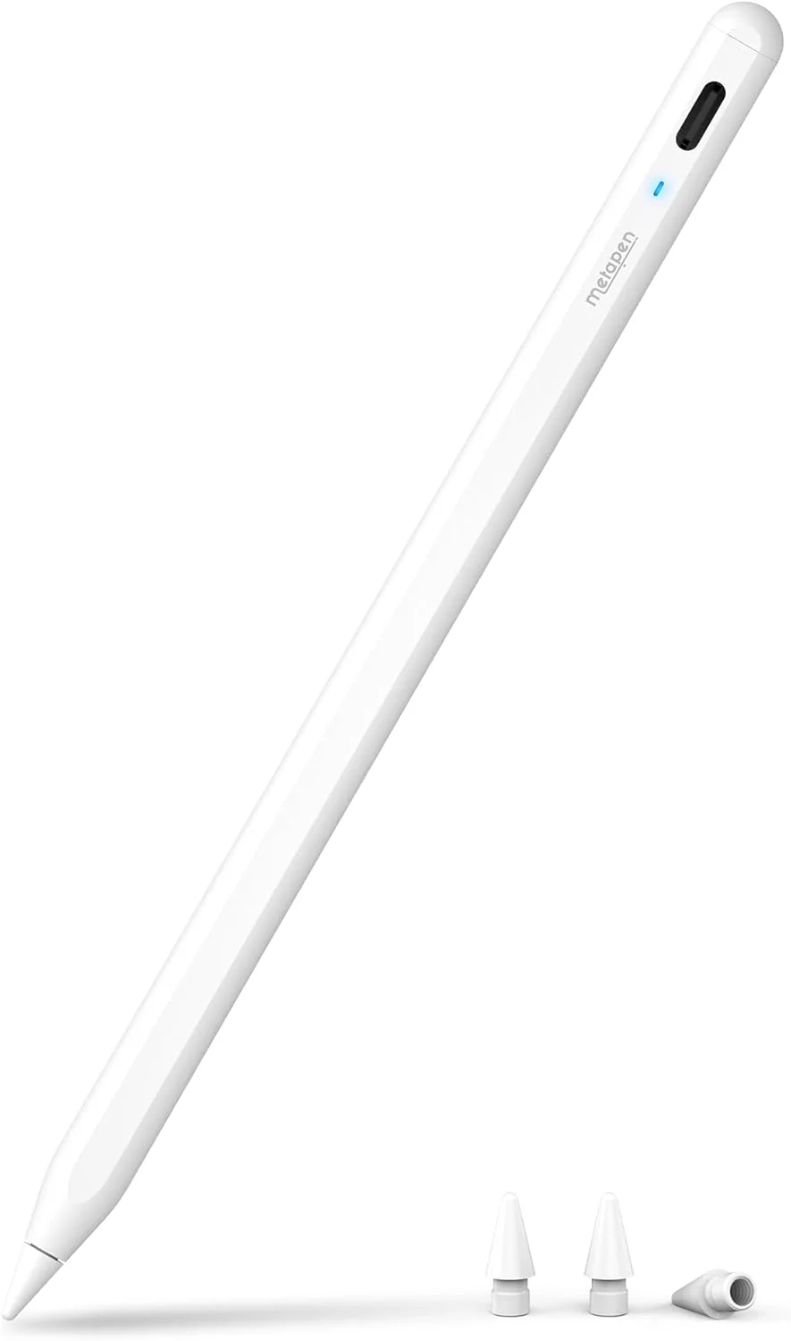 قلم Metapen Pencil A8 برای Apple 2018-2025، شارژ سریعتر 2 برابر، حساسیت به شیب، دقت پیکسلی، قلم استایلوس برای iPad نسل‌های 11-6 Pro 12.9/11/13 M4 Air 3/4/5/M2/M3 Mini 5/6 سفید