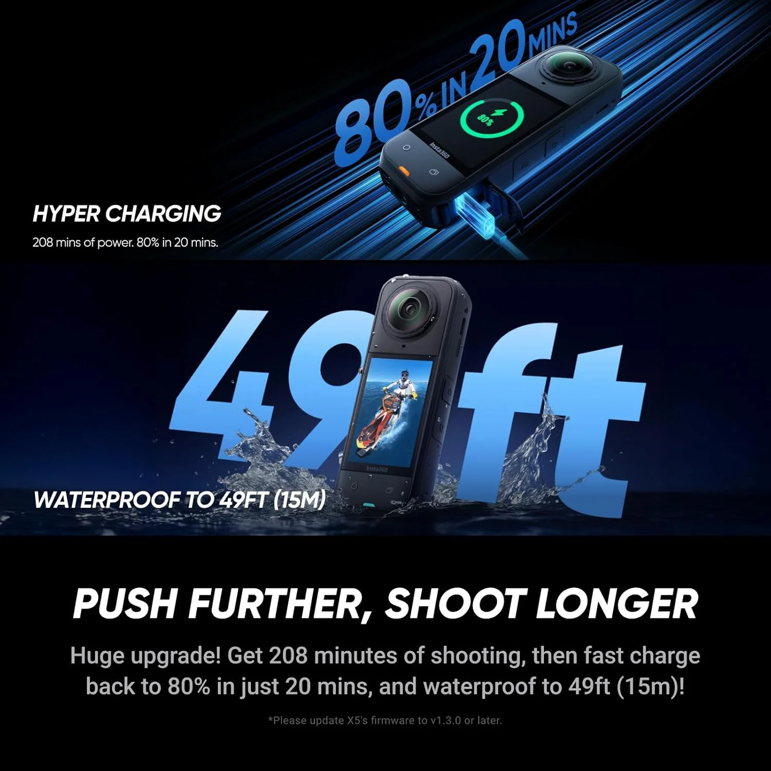 دوربین اکشن 360 ضد آب Insta360 X5 - با سنسورهای 1/1.28 اینچی، فیلمبرداری 8K 360 HDR، تک لنز 4K60fps، عملکرد بهبود یافته در نور کم (بسته ضروری) دوربین اکشن 360 ضد آب Insta360 X5 - با سنسورهای 1/1.28 اینچی، فیلمبرداری 8K 360 HDR، تک لنز 4K60fps، عملکرد بهبود یافته در نور کم (بسته ضروری)