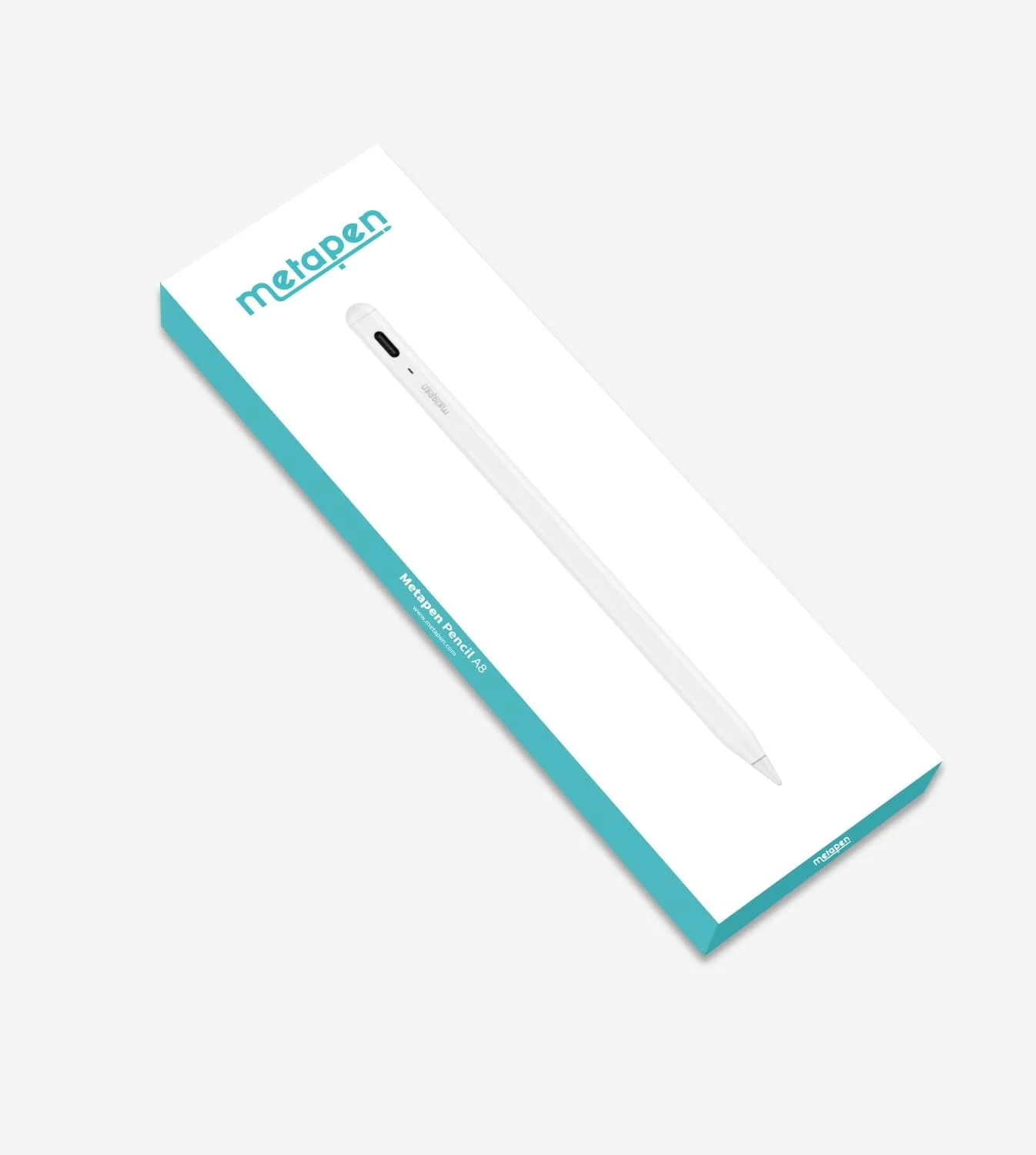 قلم Metapen Pencil A8 برای Apple 2018-2025، شارژ سریعتر 2 برابر، حساسیت به شیب، دقت پیکسلی، قلم استایلوس برای iPad نسل‌های 11-6 Pro 12.9/11/13 M4 Air 3/4/5/M2/M3 Mini 5/6 سفید