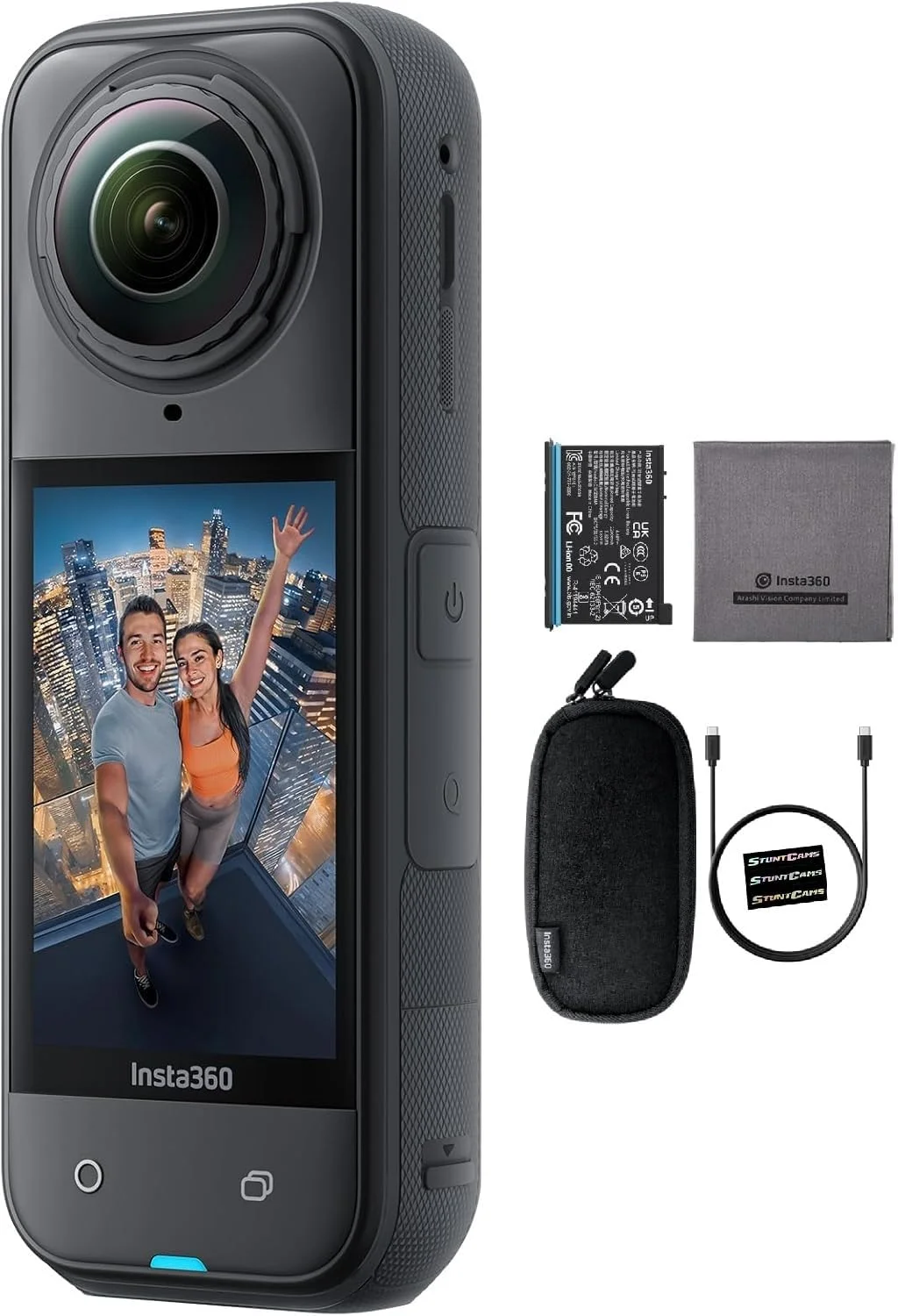 دوربین Insta360 X5 - دوربین اکشن ضد آب 8K 360 با عکس 72 مگاپیکسلی، سنسور 1/1.28 اینچی، عملکرد عالی در نور کم با زاویه دید گسترده، لنزهای قابل تعویض توسط کاربر برای تولید محتوای سفر، ورزش و فضای باز