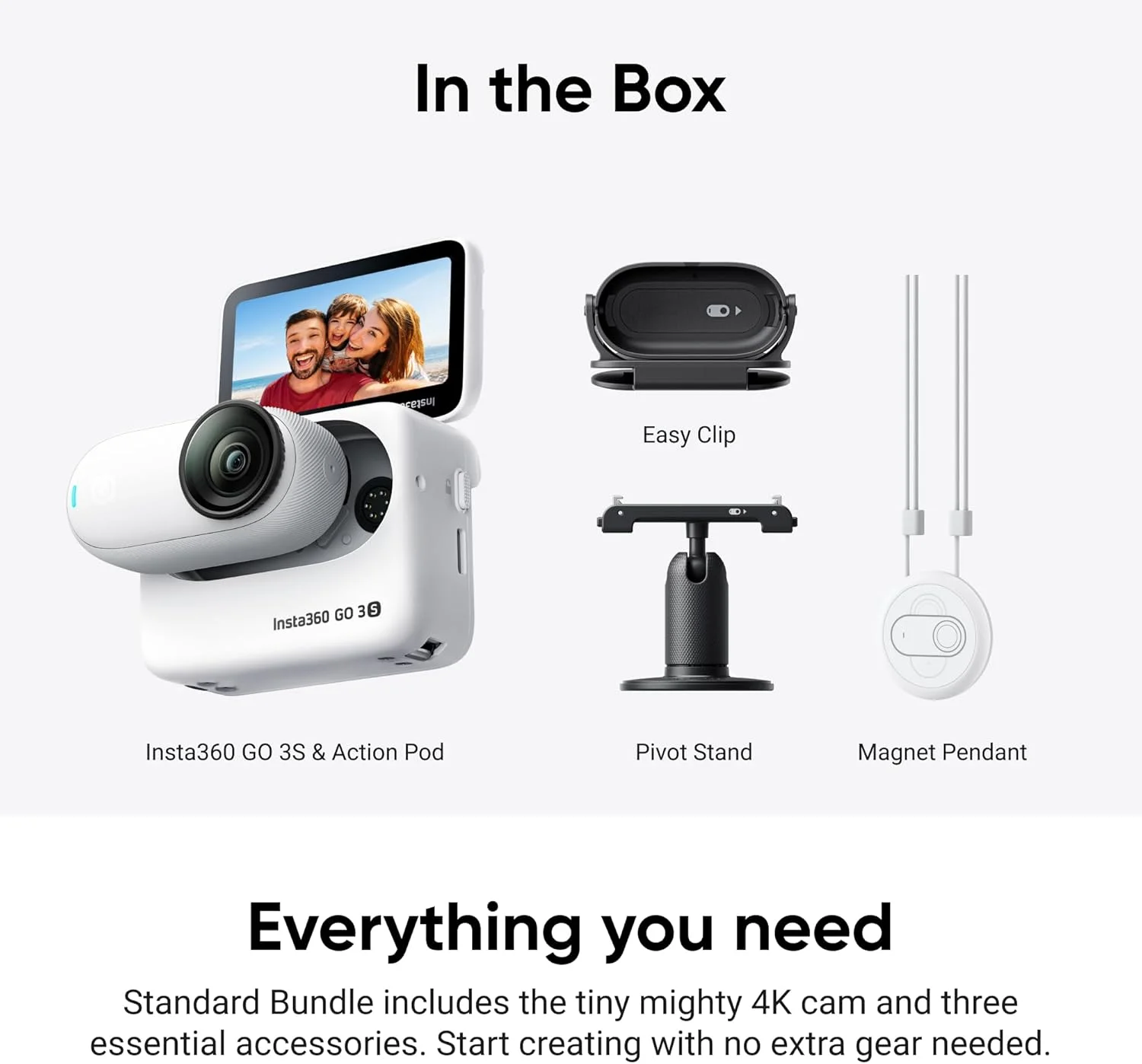 دوربین فیلمبرداری کوچک و قابل حمل 4K اینستا 360 GO 3S با حافظه 128 گیگابایت، بدون نیاز به دست، قابل نصب در هر مکان، دارای لرزشگیر، عمر باتری 140 دقیقه، ضد آب تا عمق 10 متر، قابلیت Apple Find My، زاویه دید حیوانات خانگی، سفید دوربین فیلمبرداری کوچک و قابل حمل 4K اینستا 360 GO 3S با حافظه 128 گیگابایت، بدون نیاز به دست، قابل نصب در هر مکان، دارای لرزشگیر، عمر باتری 140 دقیقه، ضد آب تا عمق 10 متر، قابلیت Apple Find My، زاویه دید حیوانات خانگی، سفید