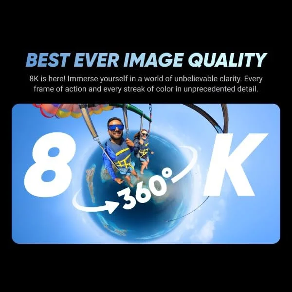 کیت دوربین اکشن 360 درجه ضد آب Insta360 X4 8K | پخش زنده، ویرایش هوش مصنوعی، عکس 360 درجه 72 مگاپیکسلی، دوربین فیلمبرداری 4K با زاویه دید عریض | شامل مونوپاد، درپوش لنز و کارت حافظه Micro SD 256 گیگابایتی