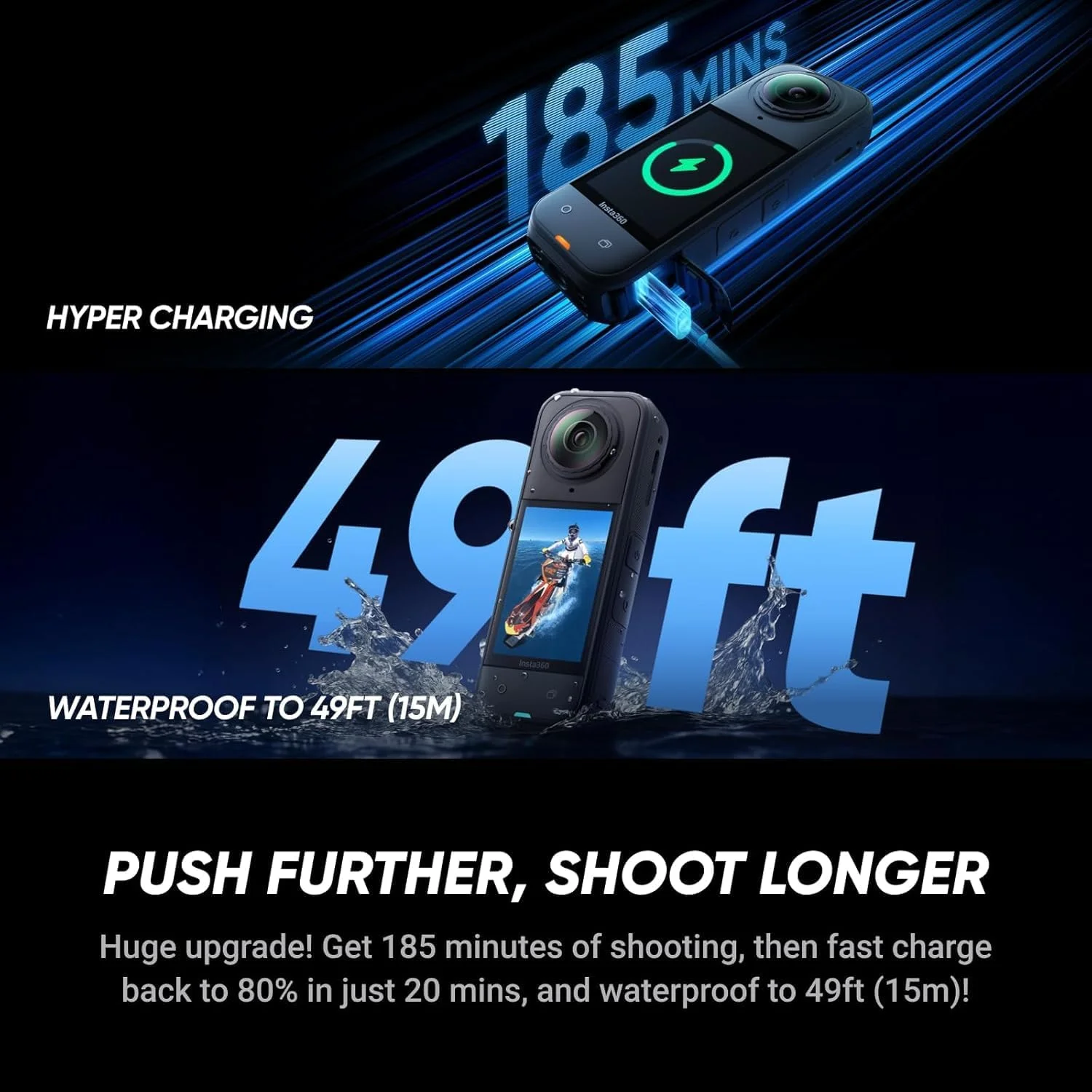بسته ضروری Insta360 X5 - دوربین اکشن 360 ضد آب 8K | شامل مونوپاد سلفی، باتری اضافی، جعبه شارژ سریع کاربردی، محافظ لنز استاندارد، درپوش لنز، کیف حمل