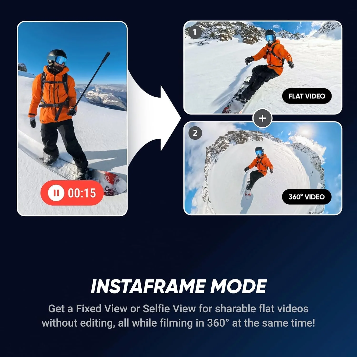 بسته پایه Insta360 X5 - دوربین اکشن 360 ضد آب 8K با سنسورهای 48 مگاپیکسلی 1/1.28 اینچی، ویدیوی 8K 360 HDR، عکس 360 درجه 72 مگاپیکسلی، تک لنز 4K | این بسته شامل مونوپاد سلفی، درپوش لنز (بدون کارت حافظه) می باشد