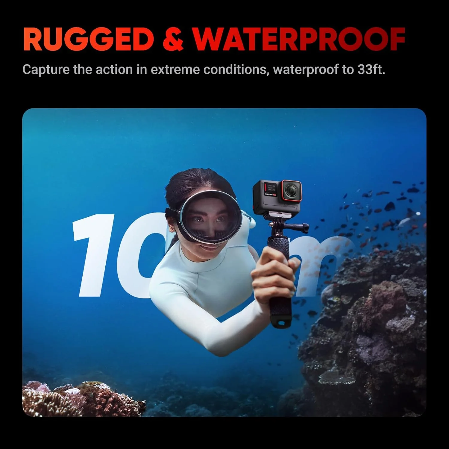 دوربین اکشن ضد آب Insta360 Ace - 4K120fps، سنسور 1/2 اینچی با کاهش نویز هوش مصنوعی، ویدئو Active HDR، عکس های 48 مگاپیکسلی، صفحه نمایش چرخان 2.4 اینچی، نصب آسان مغناطیسی و ویژگی های پیشرفته هوش مصنوعی. دوربین اکشن ضد آب Insta360 Ace - 4K120fps، سنسور 1/2 اینچی با کاهش نویز هوش مصنوعی، ویدئو Active HDR، عکس های 48 مگاپیکسلی، صفحه نمایش چرخان 2.4 اینچی، نصب آسان مغناطیسی و ویژگی های پیشرفته هوش مصنوعی.