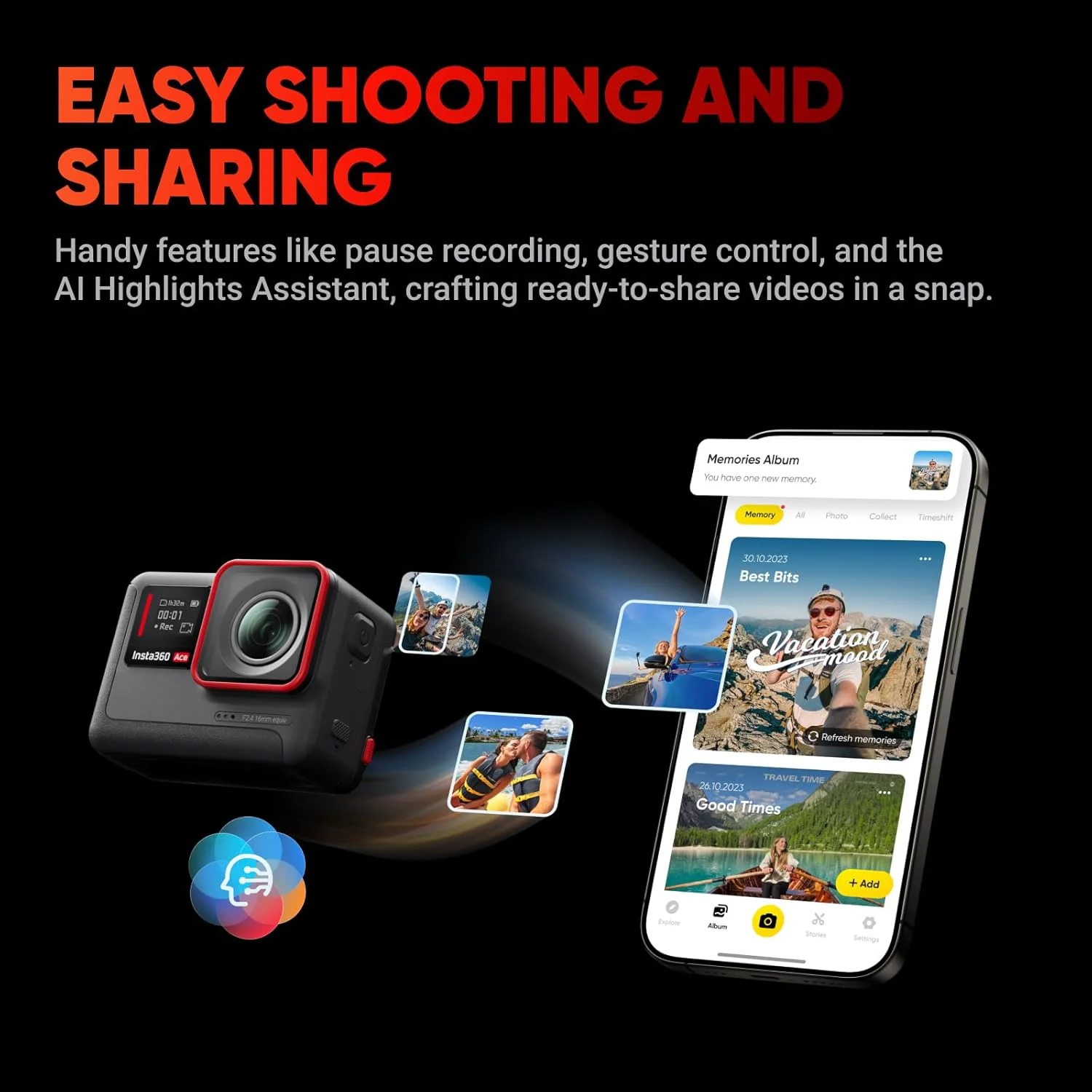 دوربین اکشن ضد آب Insta360 Ace - 4K120fps، سنسور 1/2 اینچی با کاهش نویز هوش مصنوعی، ویدئو Active HDR، عکس های 48 مگاپیکسلی، صفحه نمایش چرخان 2.4 اینچی، نصب آسان مغناطیسی و ویژگی های پیشرفته هوش مصنوعی. دوربین اکشن ضد آب Insta360 Ace - 4K120fps، سنسور 1/2 اینچی با کاهش نویز هوش مصنوعی، ویدئو Active HDR، عکس های 48 مگاپیکسلی، صفحه نمایش چرخان 2.4 اینچی، نصب آسان مغناطیسی و ویژگی های پیشرفته هوش مصنوعی.