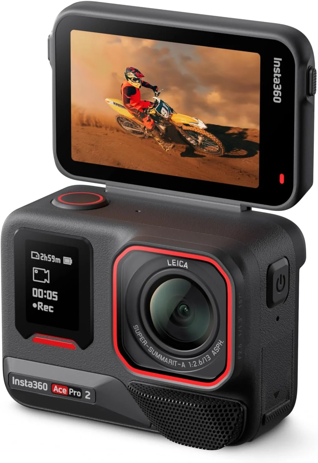 دوربین اکشن INSTA360 ACE PRO 2 | دوربین اکشن، مهندسی مشترک با لایکا برای تصویربرداری استثنایی، ضبط ویدئو 8K AI-Powered Ultra HD، تثبیت کننده پیشرفته، ضد آب، طراحی جمع و جور - مشکی