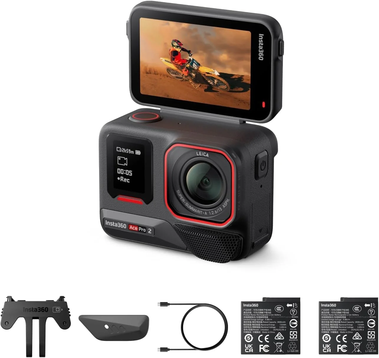 دوربین INSTA360 Ace Pro 2 مشکی + 2 باتری با 2 سال گارانتی