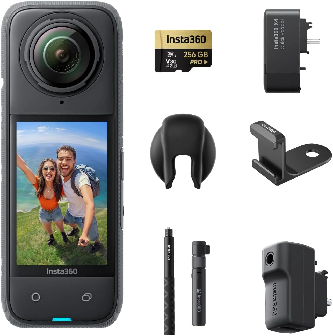 بسته سازنده Insta360 X4 - دوربین اکشن 360 درجه 8K ضد آب، ویدئو 4K با زاویه دید عریض، مونوپاد نامرئی، محافظ لنز قابل جابجایی، عمر باتری 135 دقیقه، ویرایش هوش مصنوعی، تثبیت کننده، برای ورزش، مسافرت