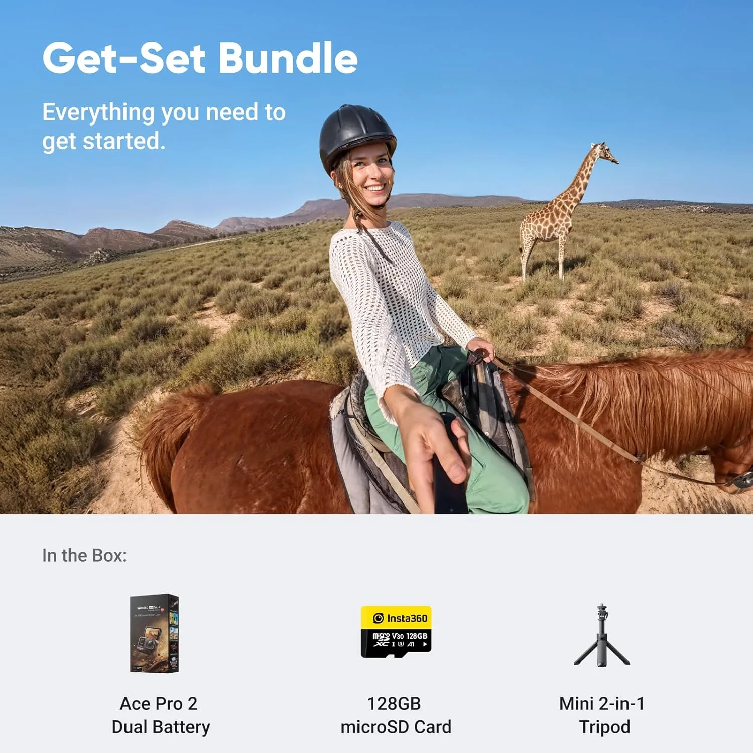 بسته آماده به کار Insta360 Ace Pro 2 - دوربین اکشن 8K ضد آب با همکاری لایکا، سنسور 1/1.3 اینچی، تراشه هوش مصنوعی دوگانه، نور کم پیشرو، صدای برتر، صفحه نمایش چرخشی و ویرایش هوش مصنوعی برای ولاگ بسته آماده به کار Insta360 Ace Pro 2 - دوربین اکشن 8K ضد آب با همکاری لایکا، سنسور 1/1.3 اینچی، تراشه هوش مصنوعی دوگانه، نور کم پیشرو، صدای برتر، صفحه نمایش چرخشی و ویرایش هوش مصنوعی برای ولاگ