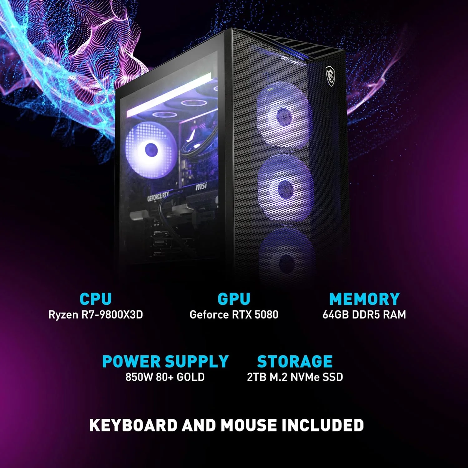 کامپیوتر گیمینگ MSI Aegis ZS2: پردازنده AMD R7-9800X3D، کارت گرافیک GeForce RTX 5080، حافظه رم 64GB DDR5، حافظه SSD 2TB M.2 NVMe، خنک کننده مایع، پورت USB Type C 850W، آماده واقعیت مجازی، ویندوز 11 هوم: C9NVV-1276US کامپیوتر گیمینگ MSI Aegis ZS2: پردازنده AMD R7-9800X3D، کارت گرافیک GeForce RTX 5080، حافظه رم 64GB DDR5، حافظه SSD 2TB M.2 NVMe، خنک کننده مایع، پورت USB Type C 850W، آماده واقعیت مجازی، ویندوز 11 هوم: C9NVV-1276US