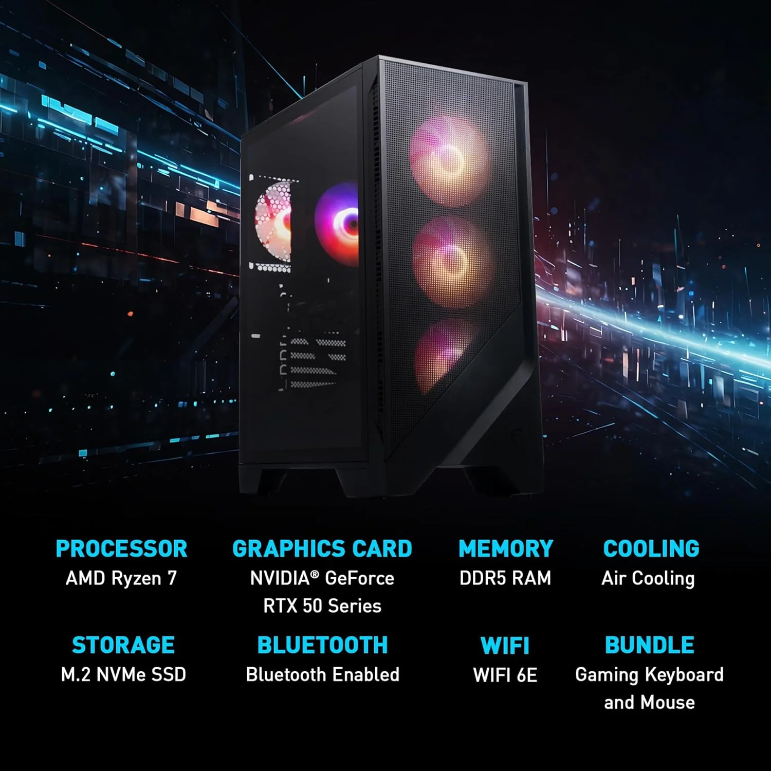 کامپیوتر گیمینگ MSI Codex Z2: پردازنده AMD R7-8700F، کارت گرافیک GeForce RTX 5070، حافظه رم 32 گیگابایت DDR5، حافظه اس اس دی 2 ترابایت m.2 NVMe، پورت USB Type-C، آماده واقعیت مجازی، ویندوز 11 هوم: A8NVP-436US کامپیوتر گیمینگ MSI Codex Z2: پردازنده AMD R7-8700F، کارت گرافیک GeForce RTX 5070، حافظه رم 32 گیگابایت DDR5، حافظه اس اس دی 2 ترابایت m.2 NVMe، پورت USB Type-C، آماده واقعیت مجازی، ویندوز 11 هوم: A8NVP-436US