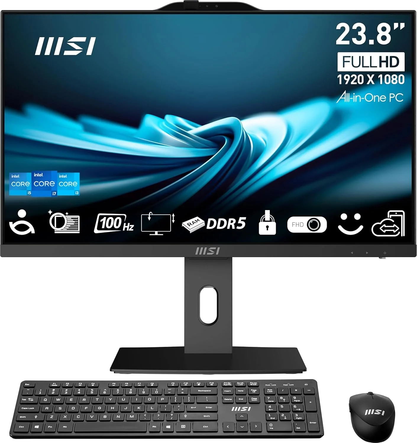 کامپیوتر همه کاره MSI PRO AP242P با صفحه نمایش 23.8 اینچی IPS FHD: پردازنده Intel Core i5-14400، رم 16 گیگابایتی DDR5، حافظه SSD 1 ترابایتی m.2 NVMe، وای فای، پایه قابل تنظیم، کیبورد و ماوس، ویندوز 11 پرو: 14M-642US