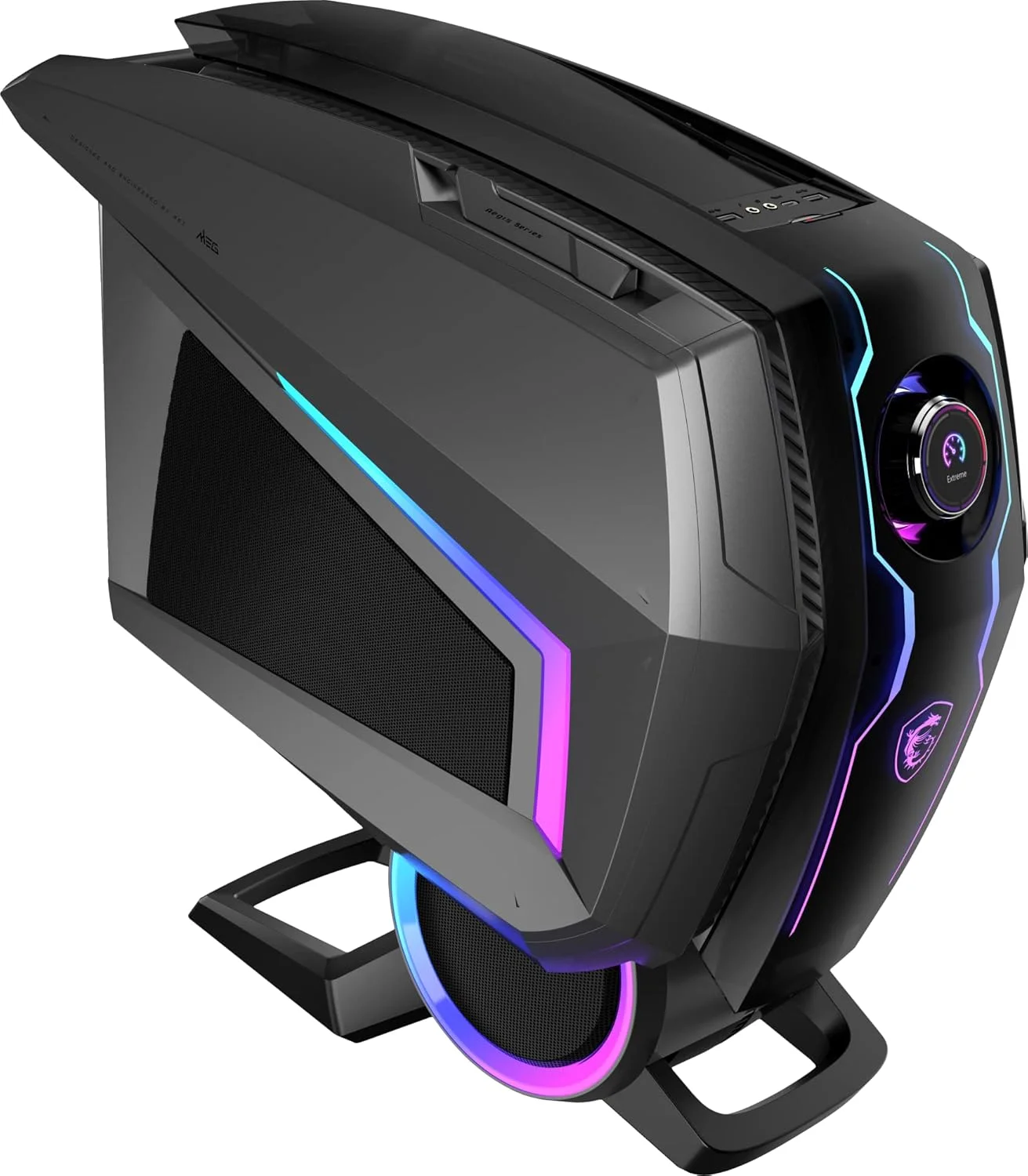 کامپیوتر گیمینگ MSI MEG Aegis Ti5 با پردازنده Intel Core i7-12700KF، کارت گرافیک NVIDIA GeForce RTX 3080 Ti VENTUS 3X 12G، رم 128 گیگابایتی و SSD 2 ترابایتی