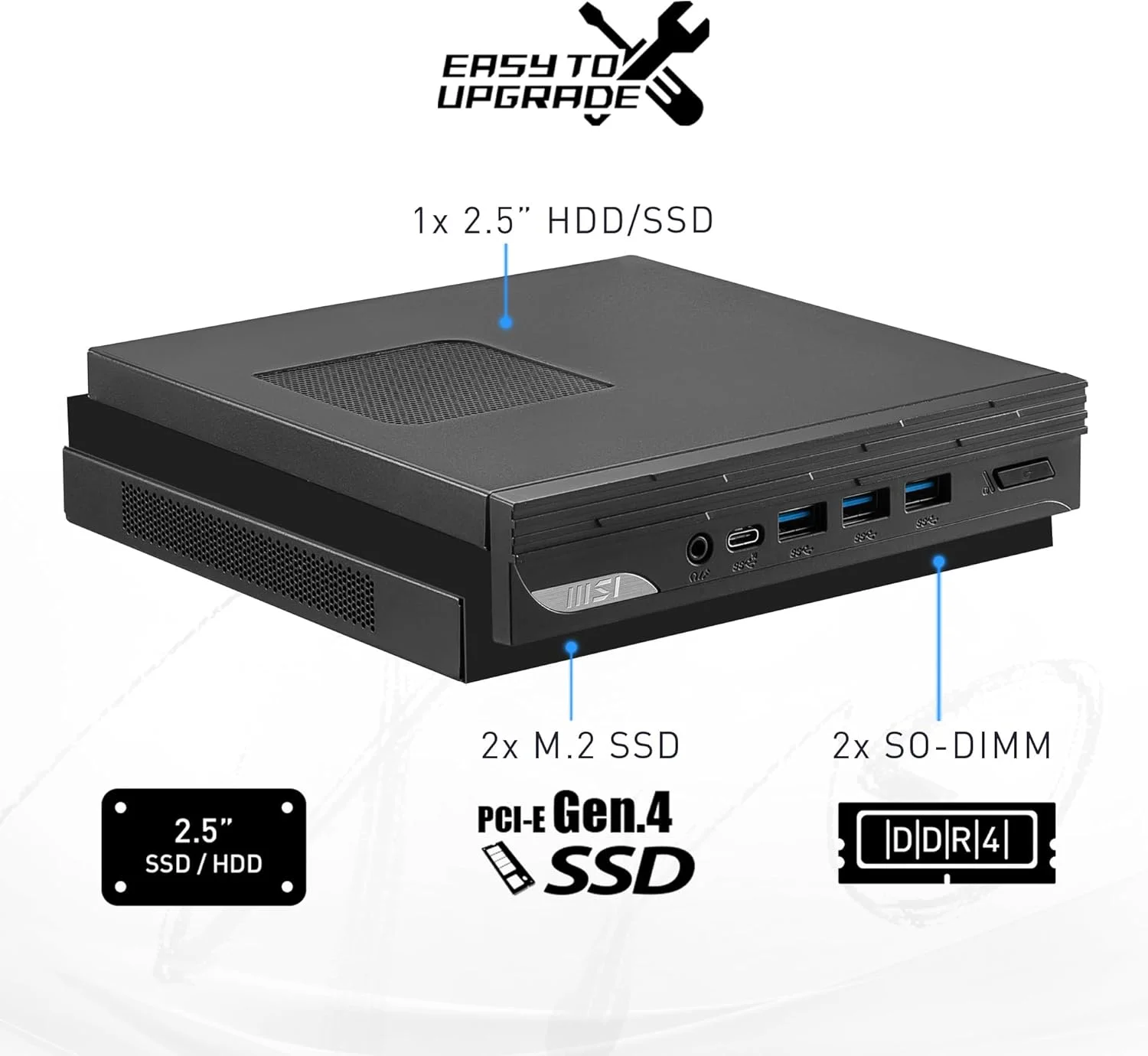 کامپیوتر رومیزی MSI PRO DP10: پردازنده Intel Core i5-1340P، گرافیک Iris Xe، حافظه 8 گیگابایتی، SSD 1 ترابایتی، WiFi 6، Windows 11 PRO: 13M-059US کامپیوتر رومیزی MSI PRO DP10: پردازنده Intel Core i5-1340P، گرافیک Iris Xe، حافظه 8 گیگابایتی، SSD 1 ترابایتی، WiFi 6، Windows 11 PRO: 13M-059US