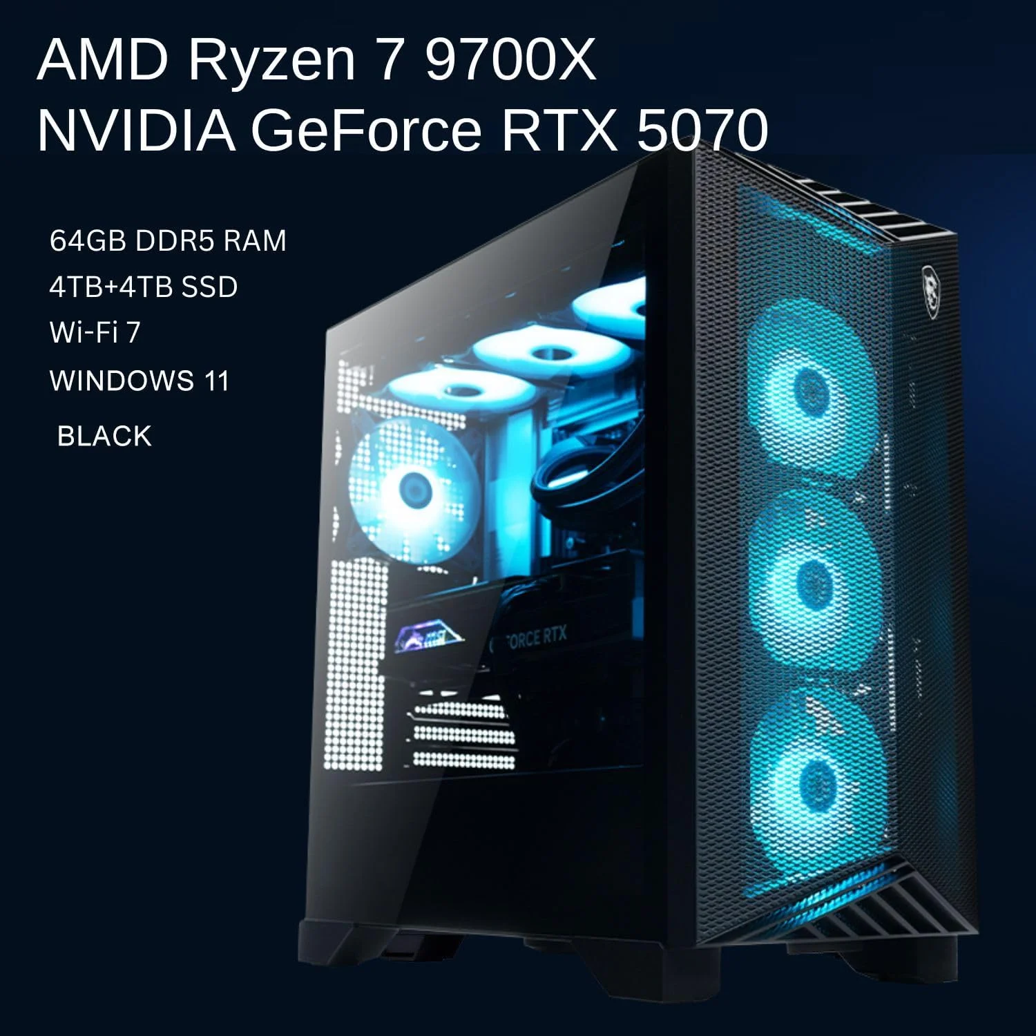 کامپیوتر گیمینگ MSI Aegis ZS2 RTX 5070، پردازنده AMD Ryzen 7 9700X (معادل Intel i9-14900F)، کارت گرافیک NVIDIA RTX 5070، خنک کننده مایع RGB، رم 64 گیگابایتی DDR5، حافظه SSD 2 ترابایتی، کیبورد با نور پس زمینه RGB، Wi-Fi 7، همراه با SSD قابل حمل Lexar SL660 512GB کامپیوتر گیمینگ MSI Aegis ZS2 RTX 5070، پردازنده AMD Ryzen 7 9700X (معادل Intel i9-14900F)، کارت گرافیک NVIDIA RTX 5070، خنک کننده مایع RGB، رم 64 گیگابایتی DDR5، حافظه SSD 2 ترابایتی، کیبورد با نور پس زمینه RGB، Wi-Fi 7، همراه با SSD قابل حمل Lexar SL660 512GB