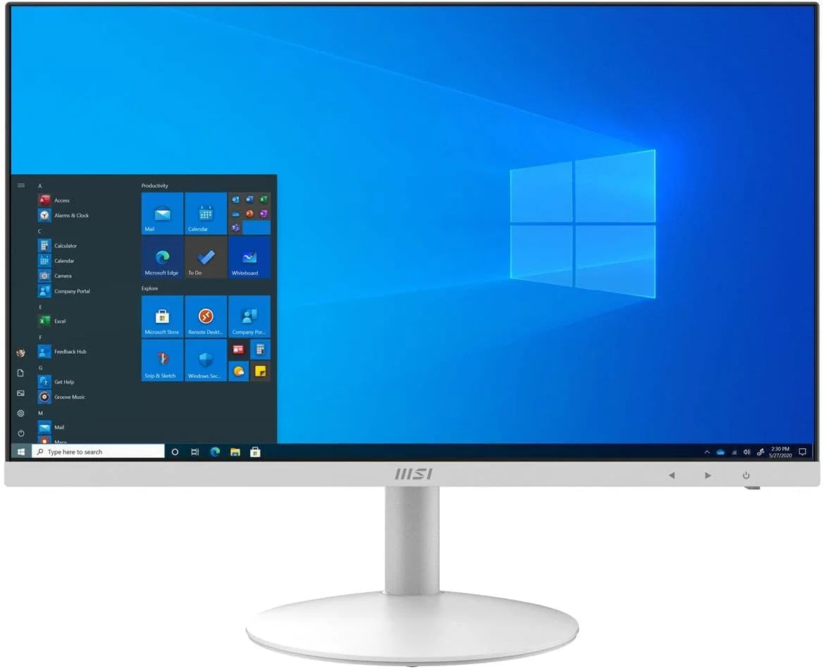 کامپیوتر همه کاره MSI PRO AP241، صفحه نمایش 23.8 اینچی FHD IPS-Grade LED، پردازنده Intel Core i7-11700، حافظه 16 گیگابایتی، SSD 500 گیگابایتی، WiFi 6، BT 5.1، سفید، Windows 10 Home (11M-007US)