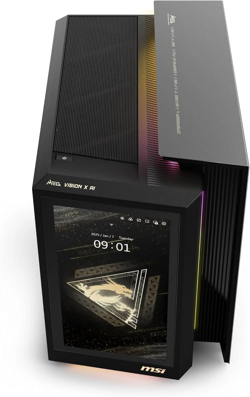 کامپیوتر گیمینگ MSI MEG Vision X AI: پردازنده Intel Ultra 9 285K، کارت گرافیک Geforce RTX 5080، حافظه رم 64GB DDR5، حافظه SSD 2TB M.2 NVMe، خنک کننده مایع، بلوتوث 5.4، آماده واقعیت مجازی، ویندوز 11 پرو: 2NVV9-043US کامپیوتر گیمینگ MSI MEG Vision X AI: پردازنده Intel Ultra 9 285K، کارت گرافیک Geforce RTX 5080، حافظه رم 64GB DDR5، حافظه SSD 2TB M.2 NVMe، خنک کننده مایع، بلوتوث 5.4، آماده واقعیت مجازی، ویندوز 11 پرو: 2NVV9-043US