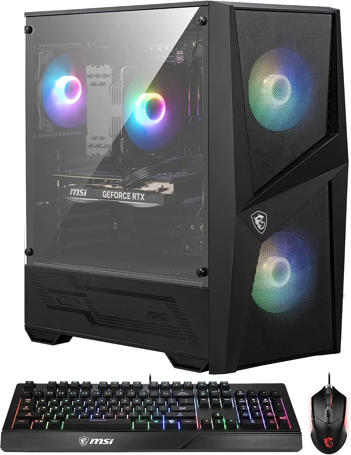 کامپیوتر گیمینگ MSI Codex R: پردازنده Intel Core i7-13700F، کارت گرافیک RTX 4060، رم 32GB DDR5، حافظه 1TB M.2 NVMe Gen3، خنک کننده فن RGB، منبع تغذیه 650W 80+ Gold، کیبورد و ماوس، قابلیت ارتقا، ویندوز 11 پرو: 13NUC7-069US، مشکی
