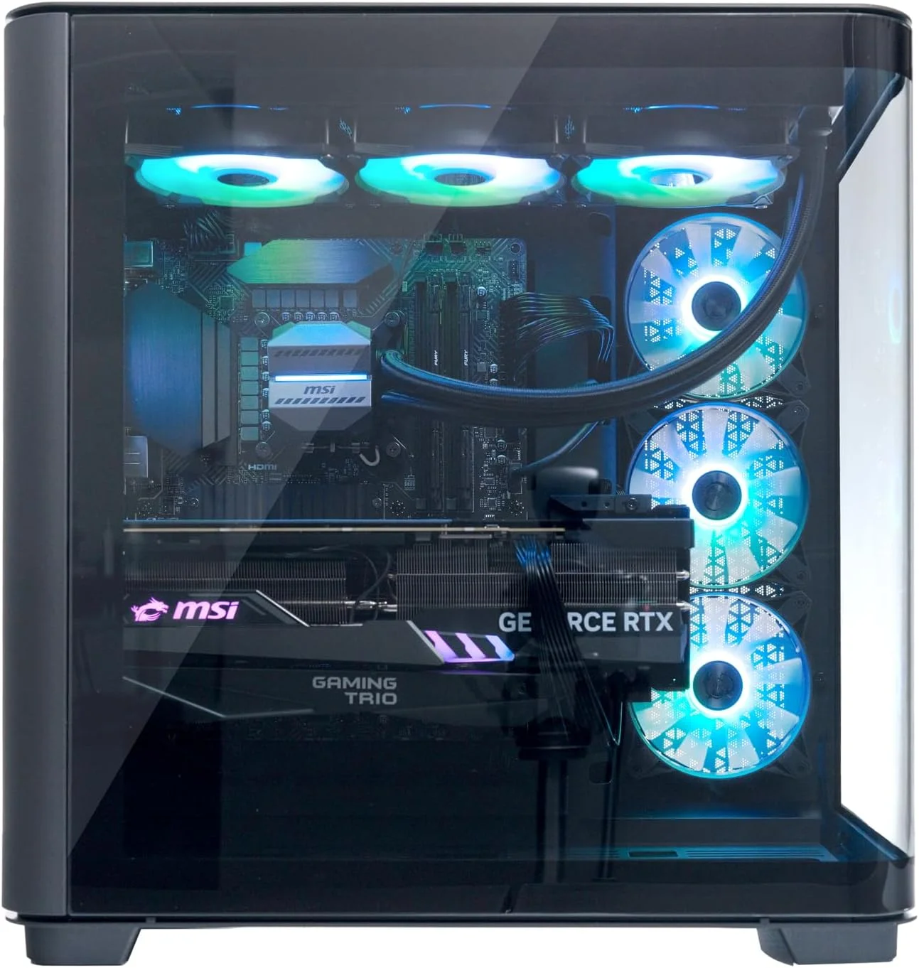 کامپیوتر گیمینگ MSI Vision Elite RS: پردازنده Intel Core i9-14900KF، کارت گرافیک Geforce RTX 4090، حافظه رم 64 گیگابایت DDR5، حافظه SSD 2 ترابایت m.2 NVMe، خنک کننده مایع، WiFi، کیبورد و ماوس، مناسب برای DIY، ویندوز 11 پرو: 14NUI9-679US