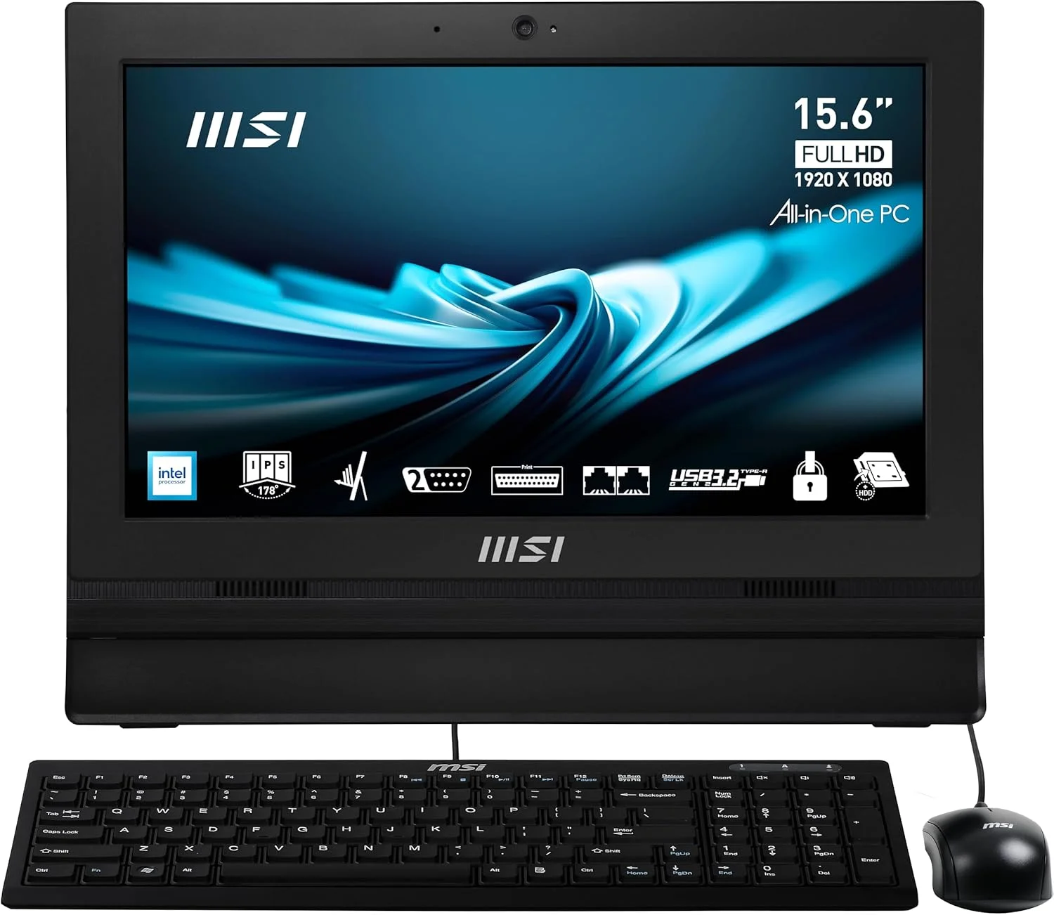 کامپیوتر همه کاره لمسی 15.6 اینچی MSI PRO AP162T FHD: پردازنده Intel Celeron N100، رم 4 گیگابایتی DDR4، حافظه SSD 128 گیگابایتی m.2 NVMe، وای فای، بلوتوث، ویندوز 11 پرو: ADL-020US
