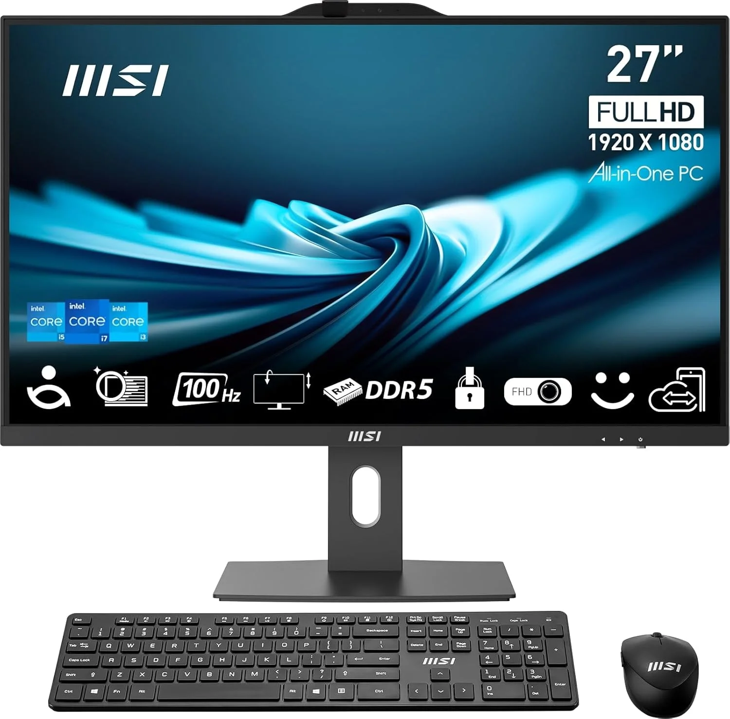 کامپیوتر همه کاره 27 اینچی MSI PRO AP272P IPS FHD: پردازنده Intel Core i5-14400، رم 16 گیگابایتی DDR5، حافظه SSD NVMe m.2 یک ترابایتی، وای فای، پایه قابل تنظیم، کیبورد و ماوس، ویندوز 11 پرو: 14M-601US