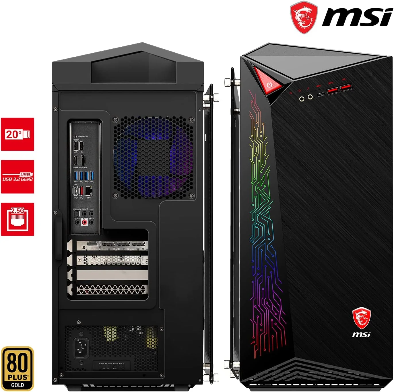 کامپیوتر گیمینگ MSI MEG Infinite X با پردازنده Intel Core i9-11900K، کارت گرافیک NVIDIA GeForce RTX 3080، حافظه رم 64 گیگابایت و 2 ترابایت SSD