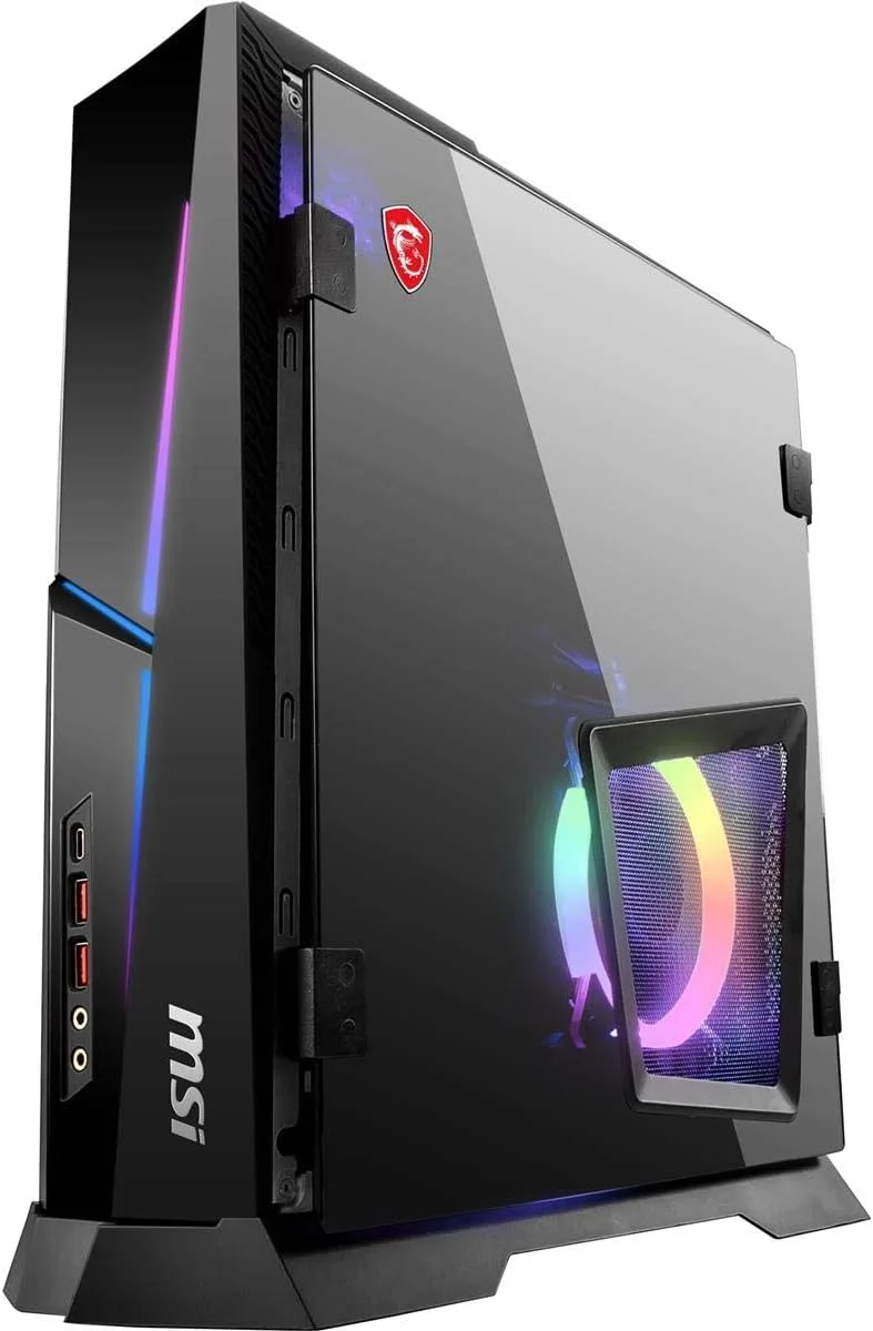 کامپیوتر گیمینگ کوچک MSI MPG Trident AS 10-1421US، پردازنده Intel Core i7-10700F، کارت گرافیک GeForce RTX 3060، حافظه 16 گیگابایت، SSD 1 ترابایت، WiFi 6، USB Type-C، آماده واقعیت مجازی، Windows 10 Home Adv.
