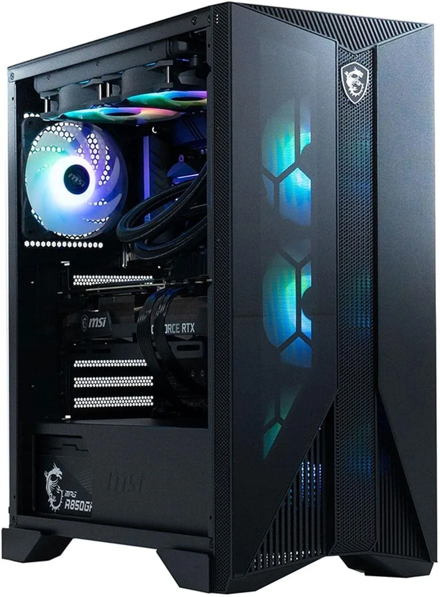 کامپیوتر گیمینگ دسکتاپ MSI Aegis RS (تاور)، پردازنده Intel Core i9-12900KF، کارت گرافیک GeForce RTX 3090، حافظه 32 گیگابایتی (دو کاناله)، 2 ترابایت SSD + 2 ترابایت HDD، WiFi 6E، خنک کننده مایع، USB Type-C، آماده واقعیت مجازی، ویندوز 11 هوم (12TJ-282US)