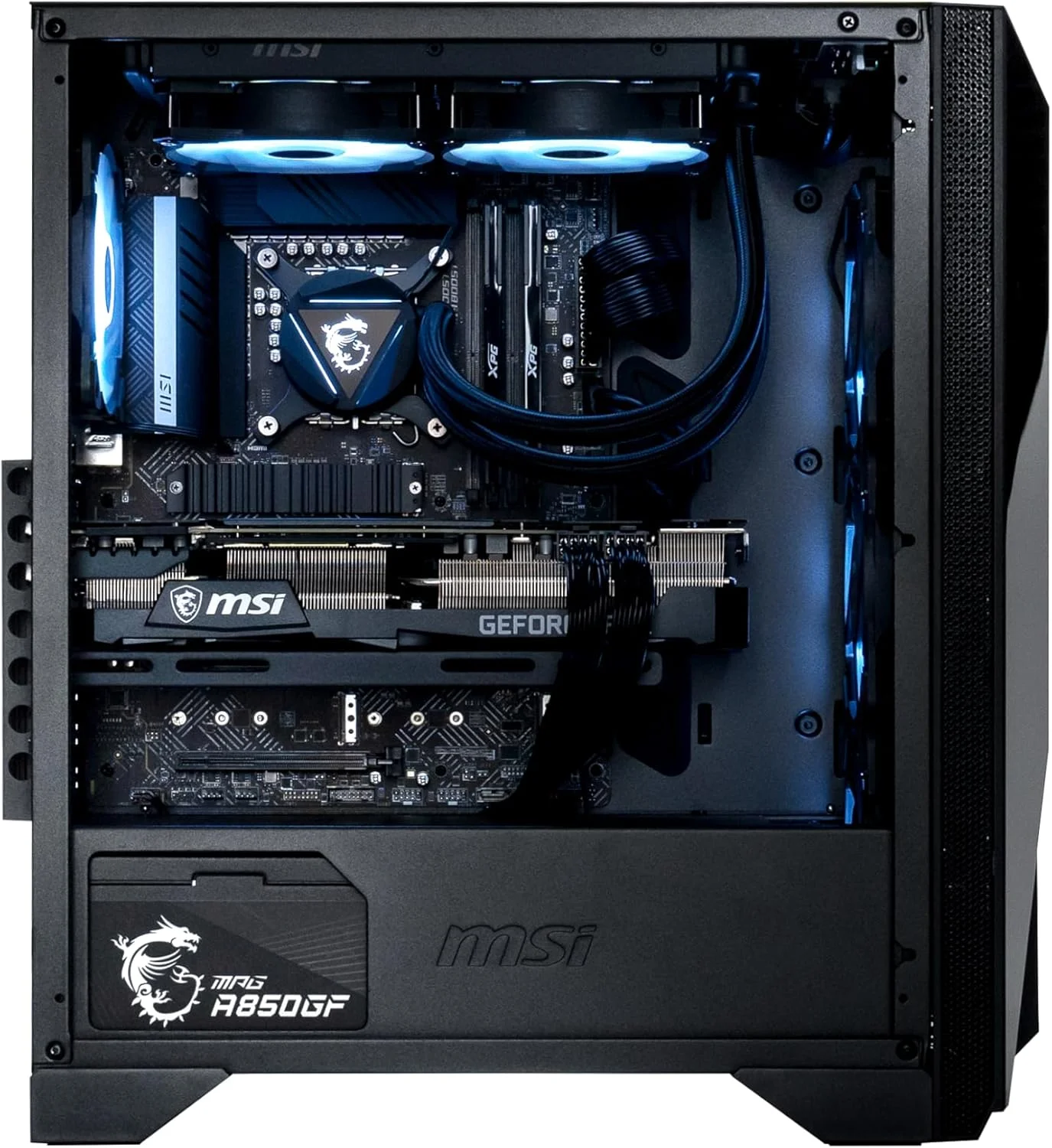 کامپیوتر گیمینگ MSI Aegis RS: پردازنده Intel Core i7-14700KF، کارت گرافیک Geforce RTX 4080 Super، حافظه رم 32GB DDR5، حافظه SSD 1TB m.2 NVMe، خنک کننده مایع، WiFi، کیبورد و ماوس، مناسب برای DIY، ویندوز 11 هوم: 14NUG7-672US
