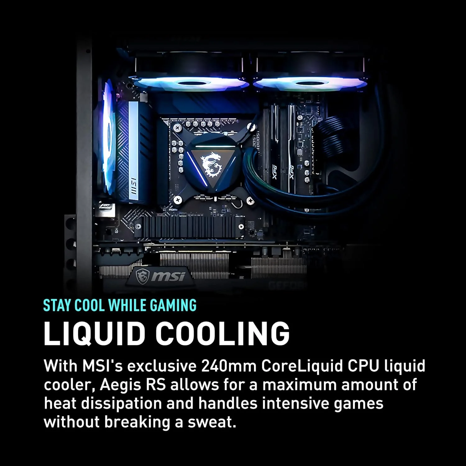 کامپیوتر گیمینگ MSI Aegis RS (Tower)، پردازنده Intel Core i7-13700KF، کارت گرافیک GeForce RTX 4080، حافظه 16 گیگابایتی (8 گیگابایت x 2)، SSD 1 ترابایتی، خنک کننده مایع 240، USB Type-C، آماده واقعیت مجازی، ویندوز 11 هوم پیشرفته - (13NUG-427US)