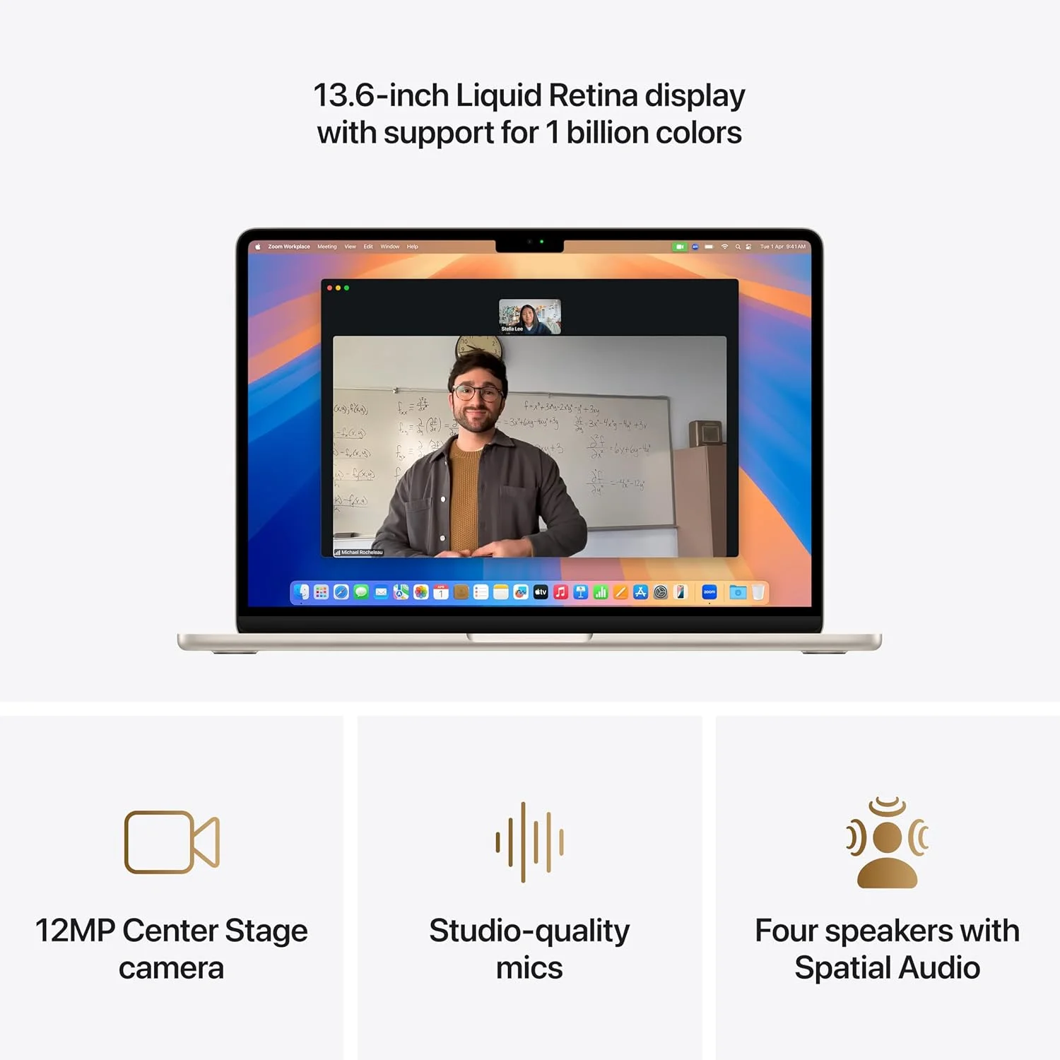 اپل MacBook Air 2025 (13 اینچی، تراشه Apple M4 با پردازنده مرکزی 10 هسته‌ای و پردازنده گرافیکی 8 هسته‌ای، 16 گیگابایت حافظه یکپارچه، 256 گیگابایت) - Starlight; انگلیسی