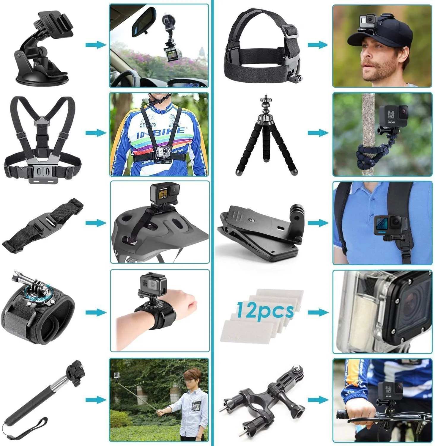 GoPro HERO13 (Hero 13) Black - دوربین اکشن ضد آب با کیفیت 5.3K، عکس های 27 مگاپیکسلی، پخش زنده، وب کم، تثبیت کننده + کارت 128 گیگابایتی، کارت خوان، کیت لوازم جانبی 50 تکه - باندل GoPro HERO13 (Hero 13) Black - دوربین اکشن ضد آب با کیفیت 5.3K، عکس های 27 مگاپیکسلی، پخش زنده، وب کم، تثبیت کننده + کارت 128 گیگابایتی، کارت خوان، کیت لوازم جانبی 50 تکه - باندل