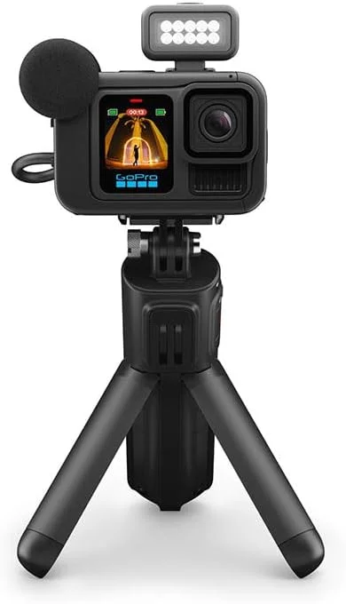 GoPro Hero13 Creator Edition شامل دوربین اکشن Hero13، 27 مگاپیکسل با بلوتوث، Volta، Media Mod، میکروفون داخلی، Light Mod، پایه مغناطیسی (1 سال گارانتی بین المللی + 1 سال گارانتی هند)، مشکی