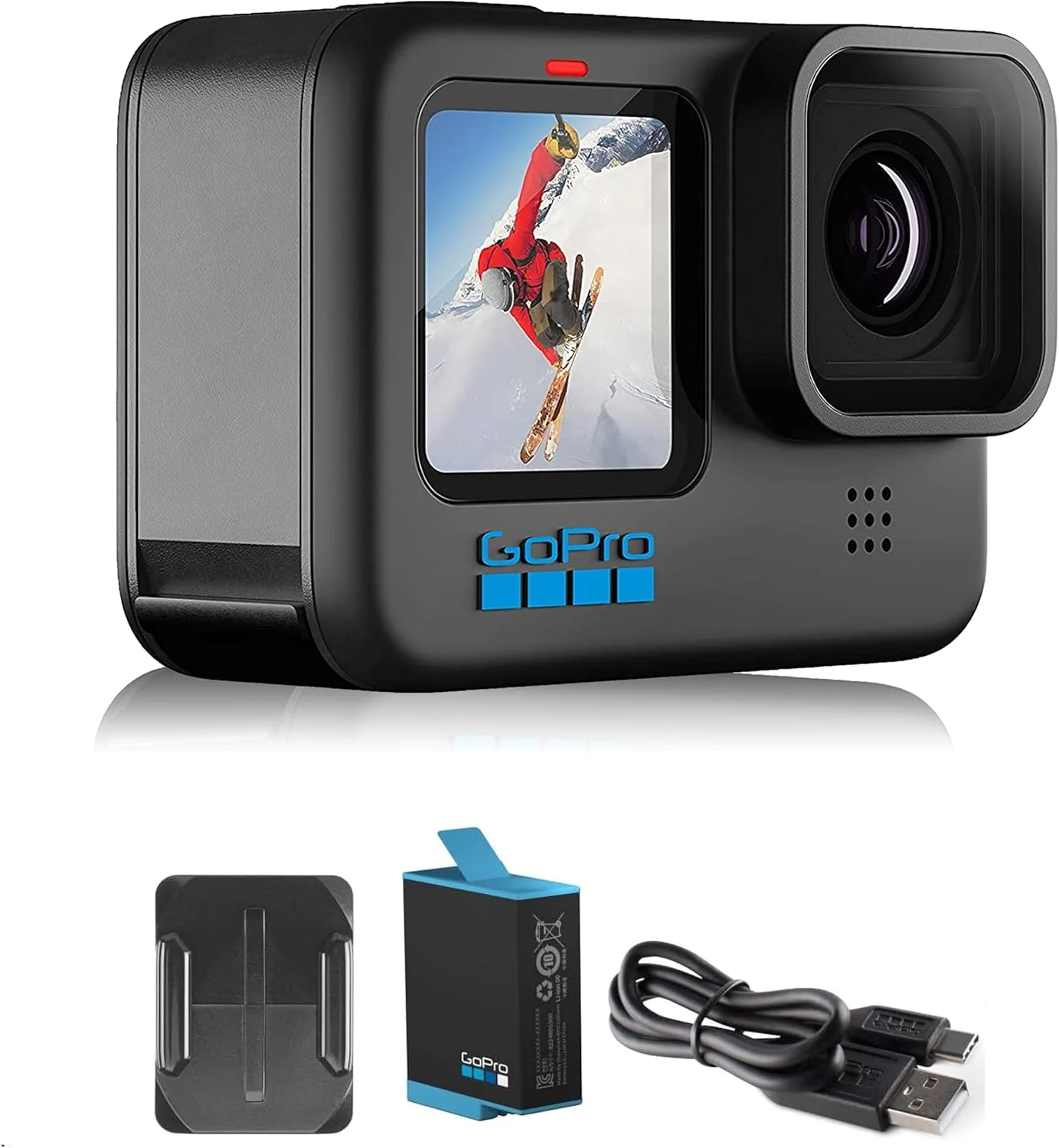 دوربین اکشن ضد آب GoPro HERO10 Black - بسته بندی تجارت الکترونیک - دارای LCD جلو و صفحه نمایش لمسی عقب، فیلمبرداری 5.3K60 Ultra HD