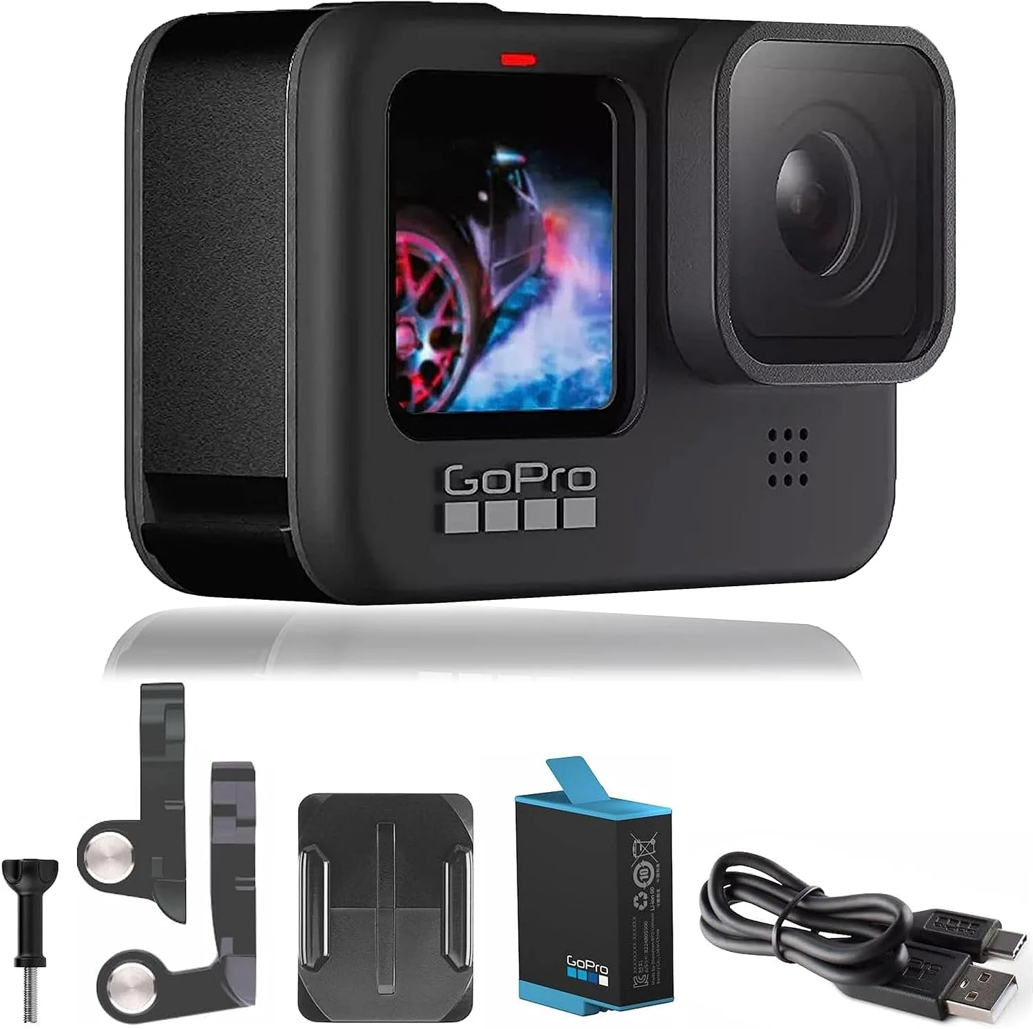 دوربین اکشن ضد آب GoPro HERO9 Black - بسته بندی تجارت الکترونیک - با LCD جلو و صفحه نمایش لمسی عقب، فیلم 5K Ultra HD، عکس های 20 مگاپیکسلی، پخش زنده 1080p، وب کم، تثبیت کننده