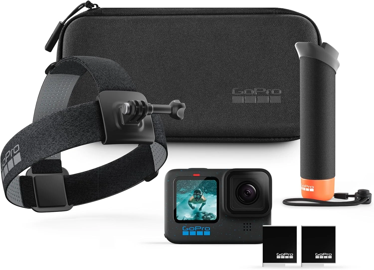 بسته دوربین GoPro HERO12 Black به همراه لوازم جانبی، شامل دسته نگهدارنده + بند سر 2.0 + باتری Enduro + کیف حمل