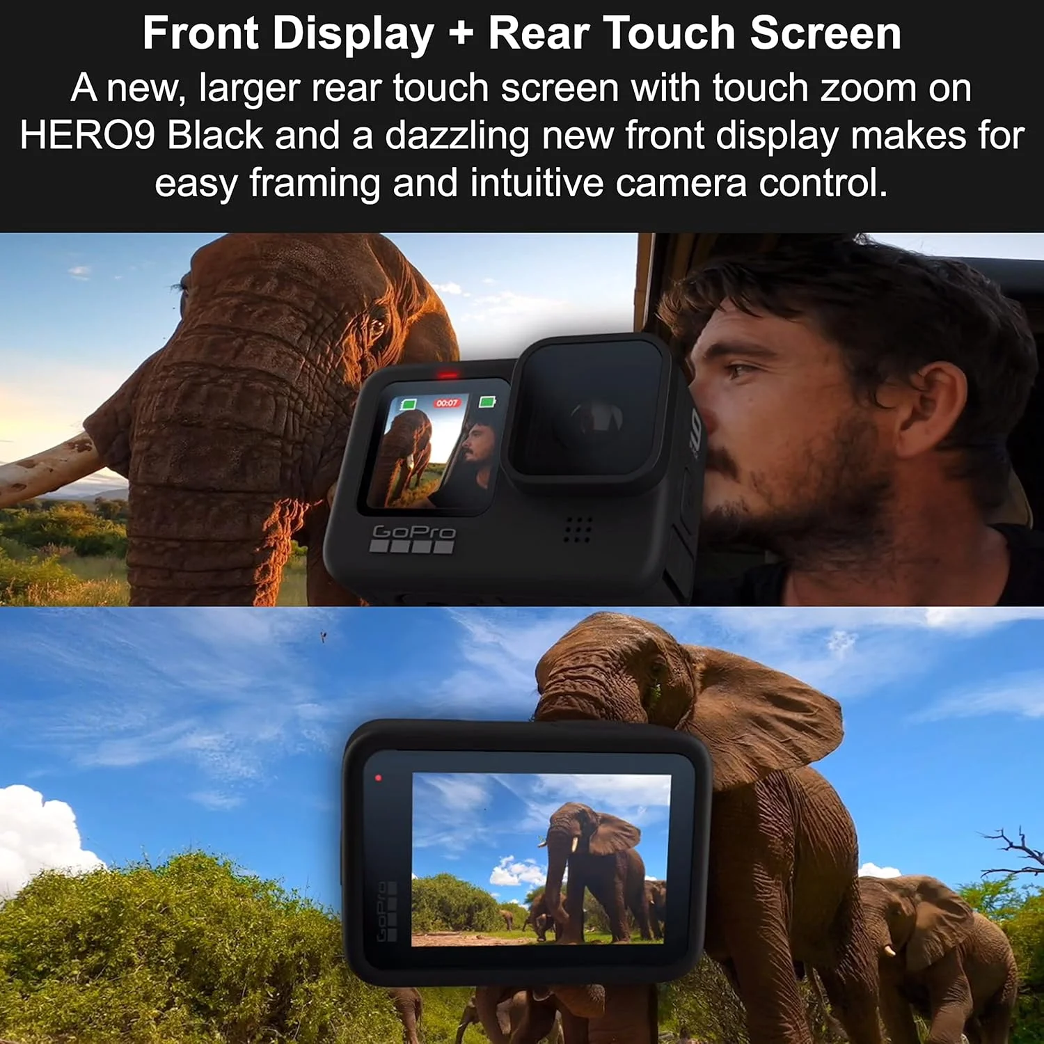 دوربین اکشن ضد آب GoPro HERO9 Black - بسته بندی تجارت الکترونیک - با LCD جلو و صفحه نمایش لمسی عقب، فیلم 5K Ultra HD، عکس های 20 مگاپیکسلی، پخش زنده 1080p، وب کم، تثبیت کننده دوربین اکشن ضد آب GoPro HERO9 Black - بسته بندی تجارت الکترونیک - با LCD جلو و صفحه نمایش لمسی عقب، فیلم 5K Ultra HD، عکس های 20 مگاپیکسلی، پخش زنده 1080p، وب کم، تثبیت کننده