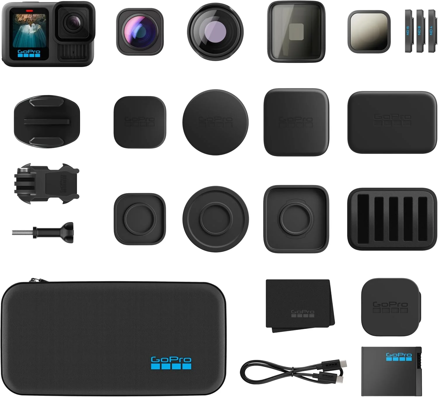 GoPro HERO13 Black + مجموعه لنزهای سری HB - شامل لنز ماکرو، لنز فوق عریض، 4 فیلتر ND، لنز آنامورفیک و کیف پریمیوم