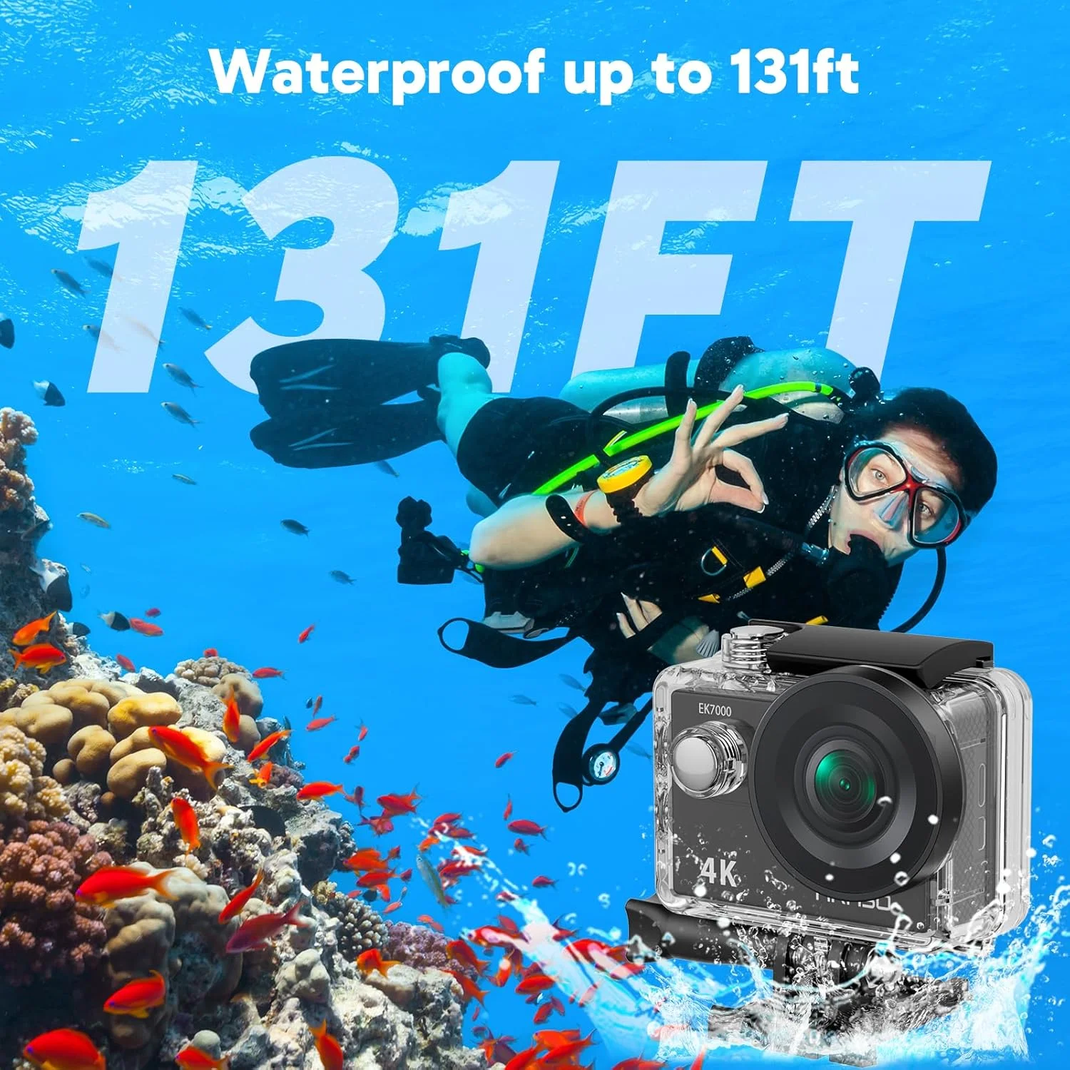 دوربین اکشن وای فای AKASO EK7000 4K30FPS 20MP به همراه دسته شناور - دوربین فوق العاده HD زیر آب تا عمق 40 متر ضد آب با کنترل از راه دور EIS زوم 4X در حالت عکس پشتیبانی از میکروفون خارجی دوربین اکشن وای فای AKASO EK7000 4K30FPS 20MP به همراه دسته شناور - دوربین فوق العاده HD زیر آب تا عمق 40 متر ضد آب با کنترل از راه دور EIS زوم 4X در حالت عکس پشتیبانی از میکروفون خارجی